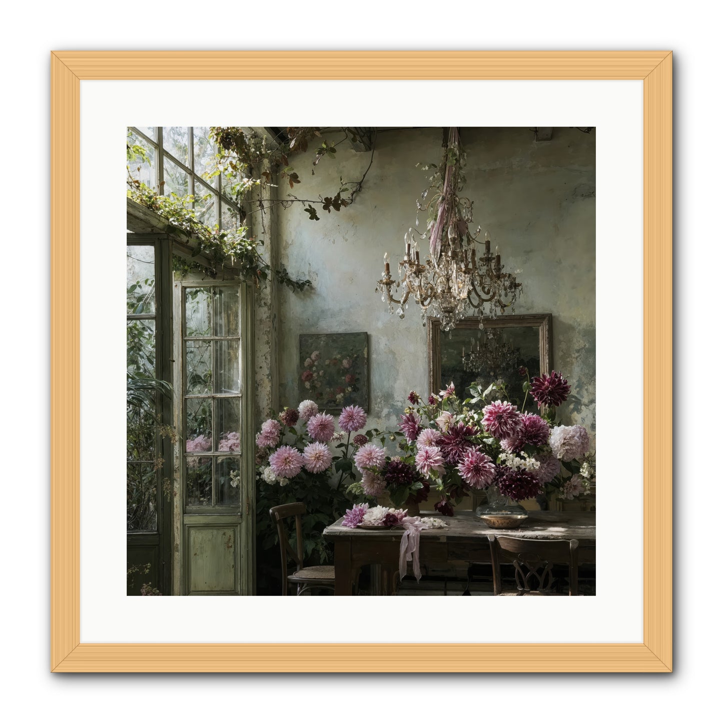 The Summer Table -- Framed Print - Natural 20x20