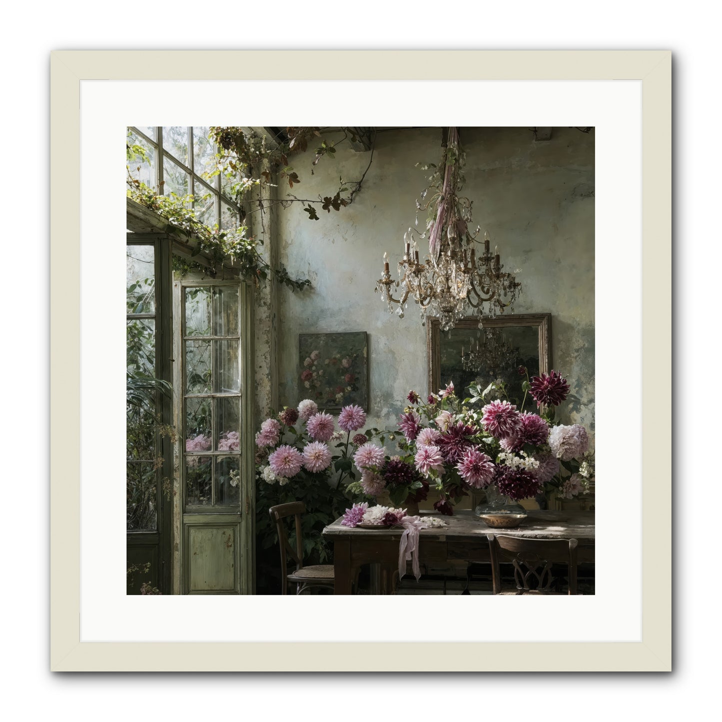 The Summer Table -- Framed Print - White 20x20