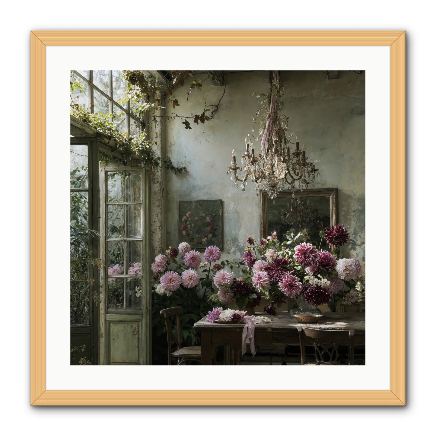 The Summer Table -- Framed Print - Natural 24x24