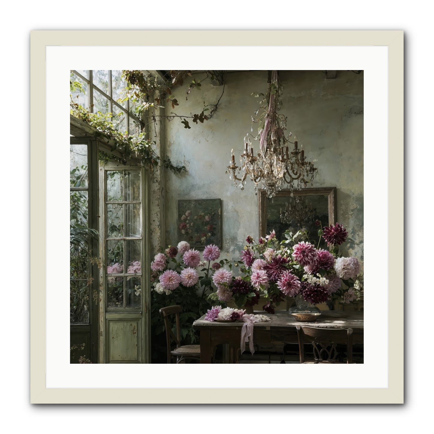 The Summer Table -- Framed Print - White 24x24