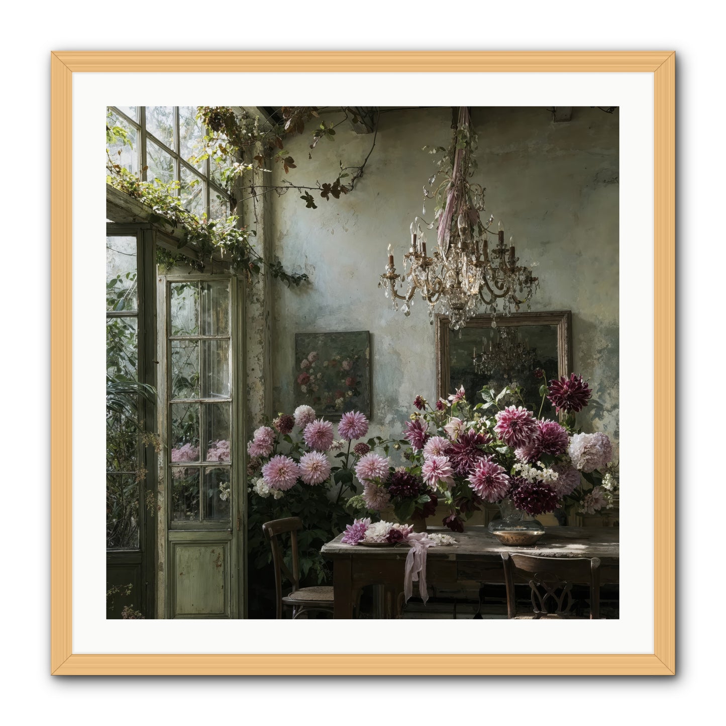 The Summer Table -- Framed Print - Natural 30x30