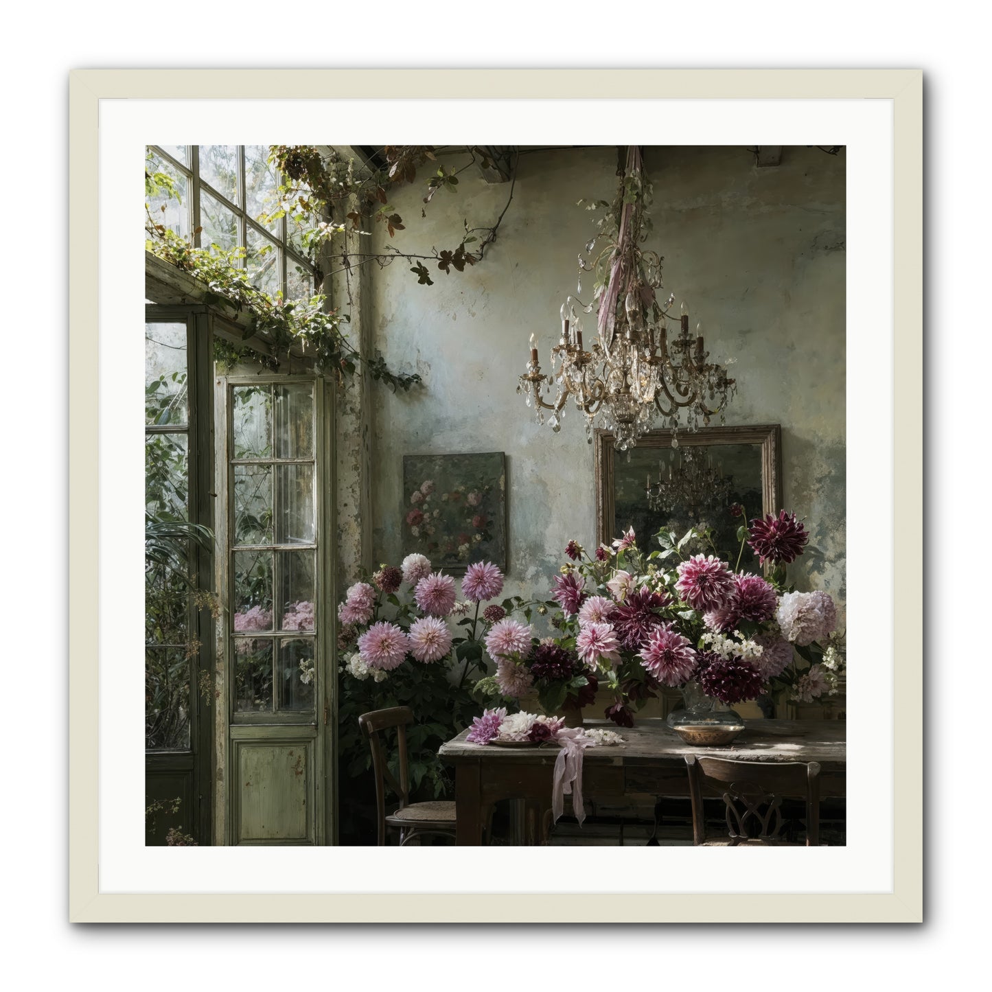 The Summer Table -- Framed Print - White 30x30