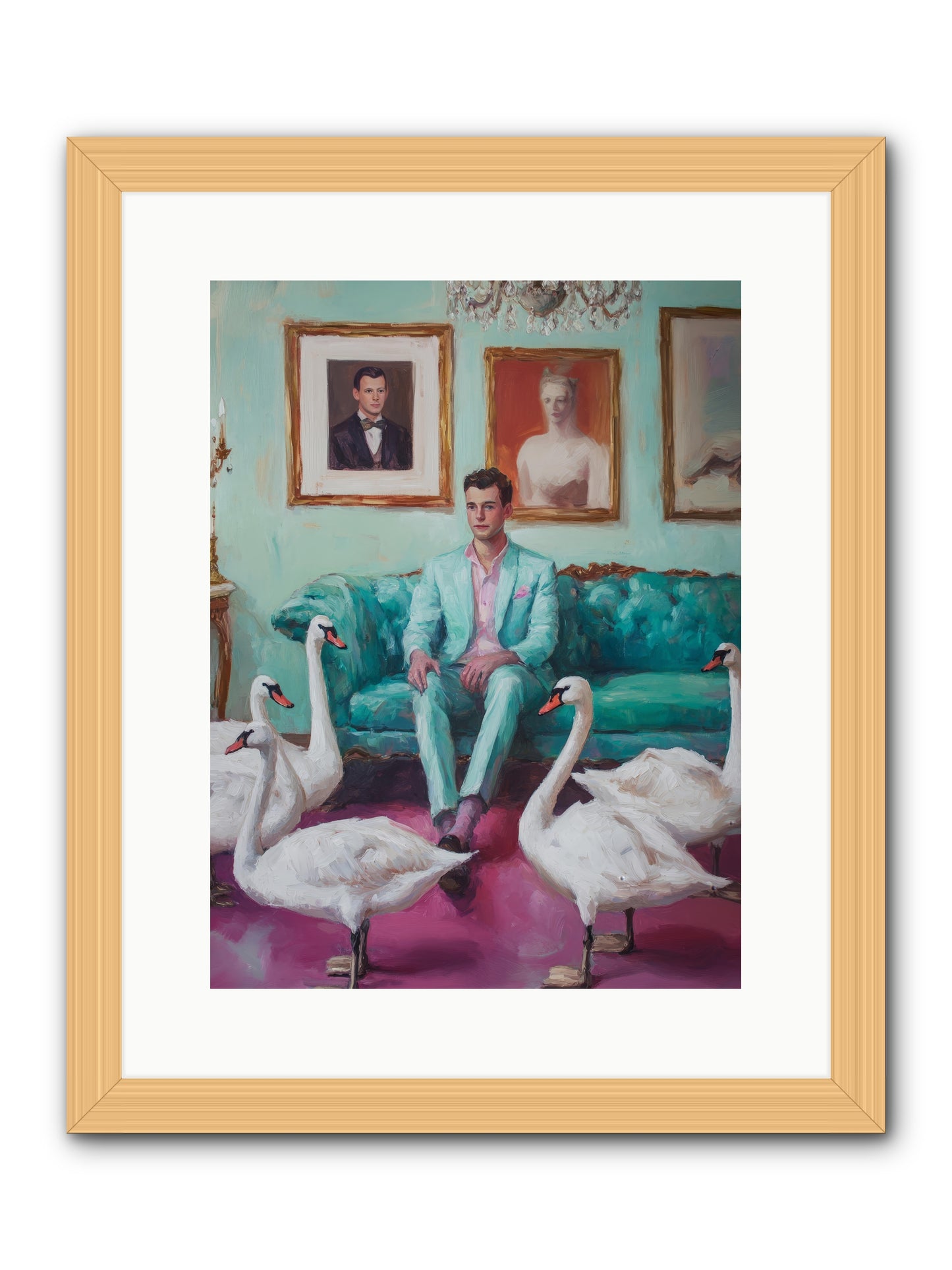 The Swan Dreamer -- Framed Print - Natural 12x16