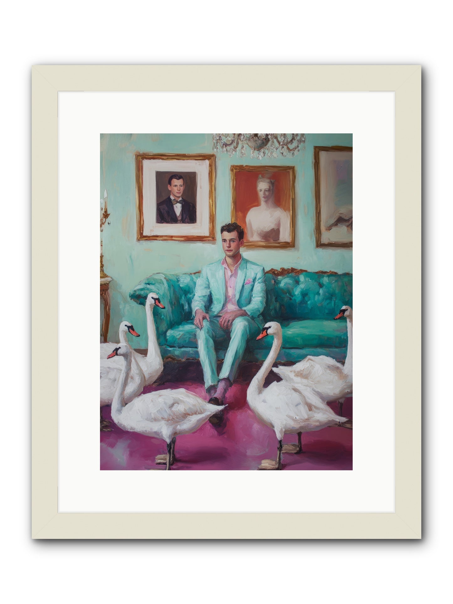 The Swan Dreamer -- Framed Print - White 12x16