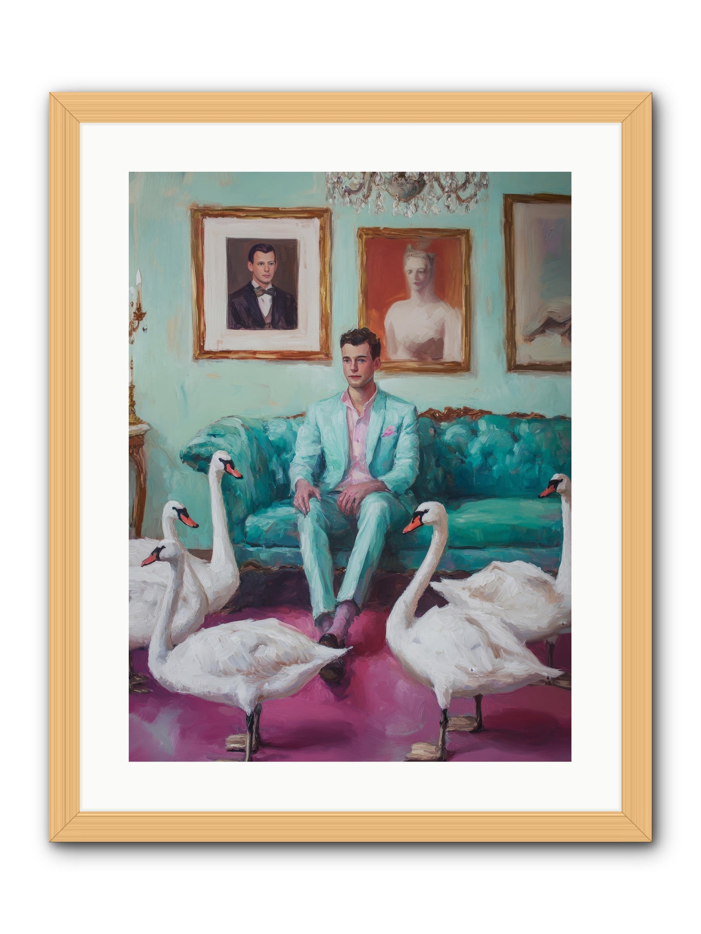The Swan Dreamer -- Framed Print - Natural 18x24