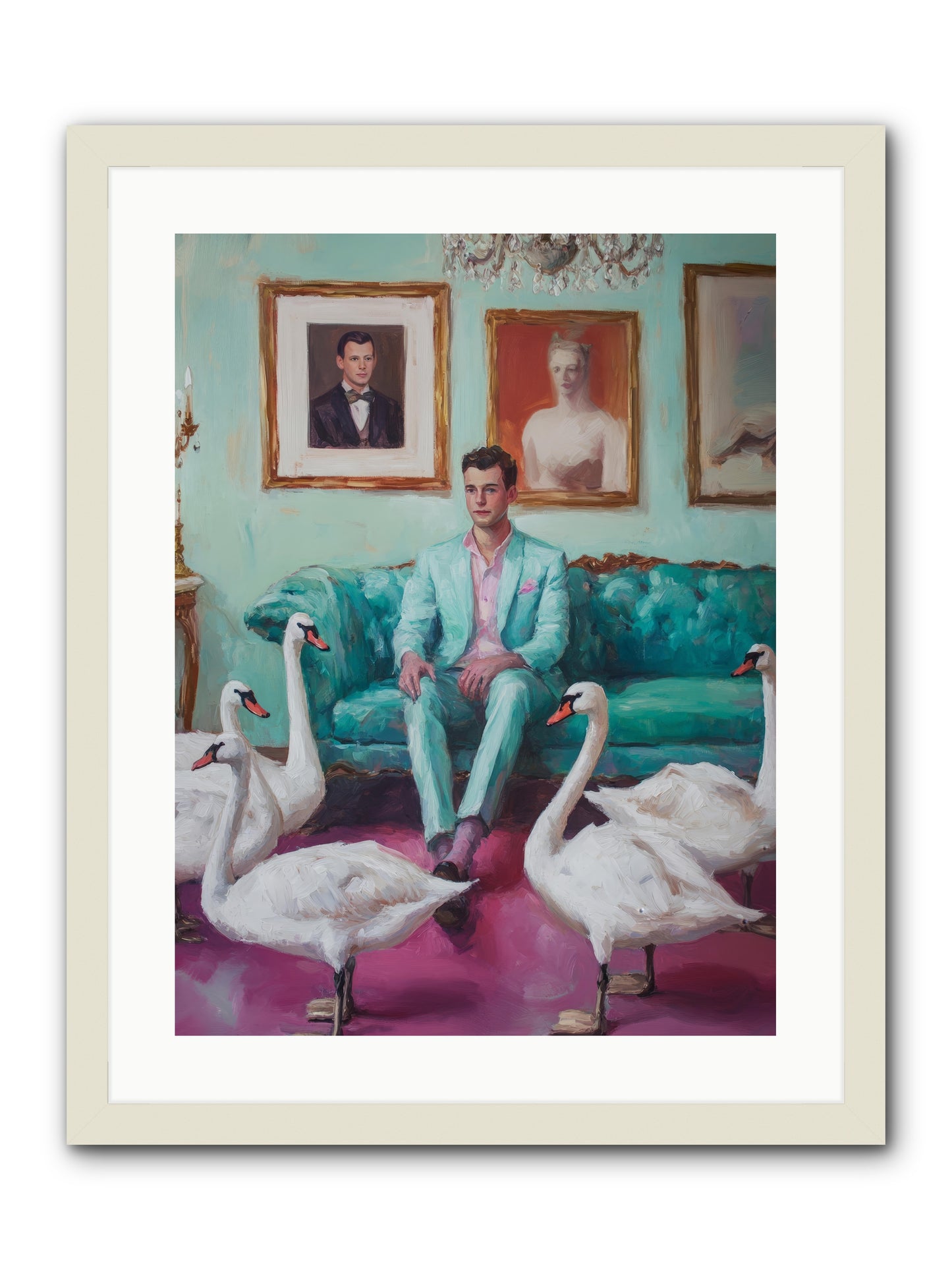 The Swan Dreamer -- Framed Print - White 18x24