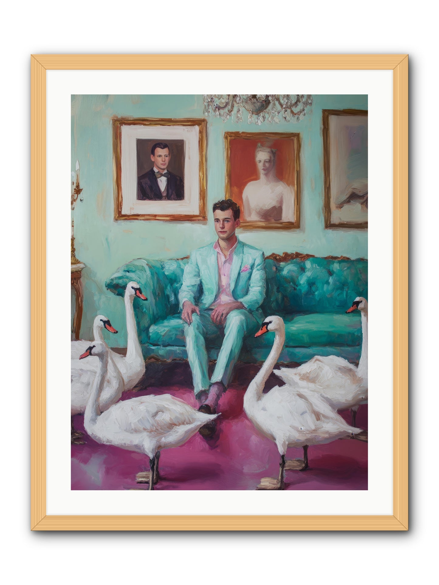 The Swan Dreamer -- Framed Print - Natural 24x32