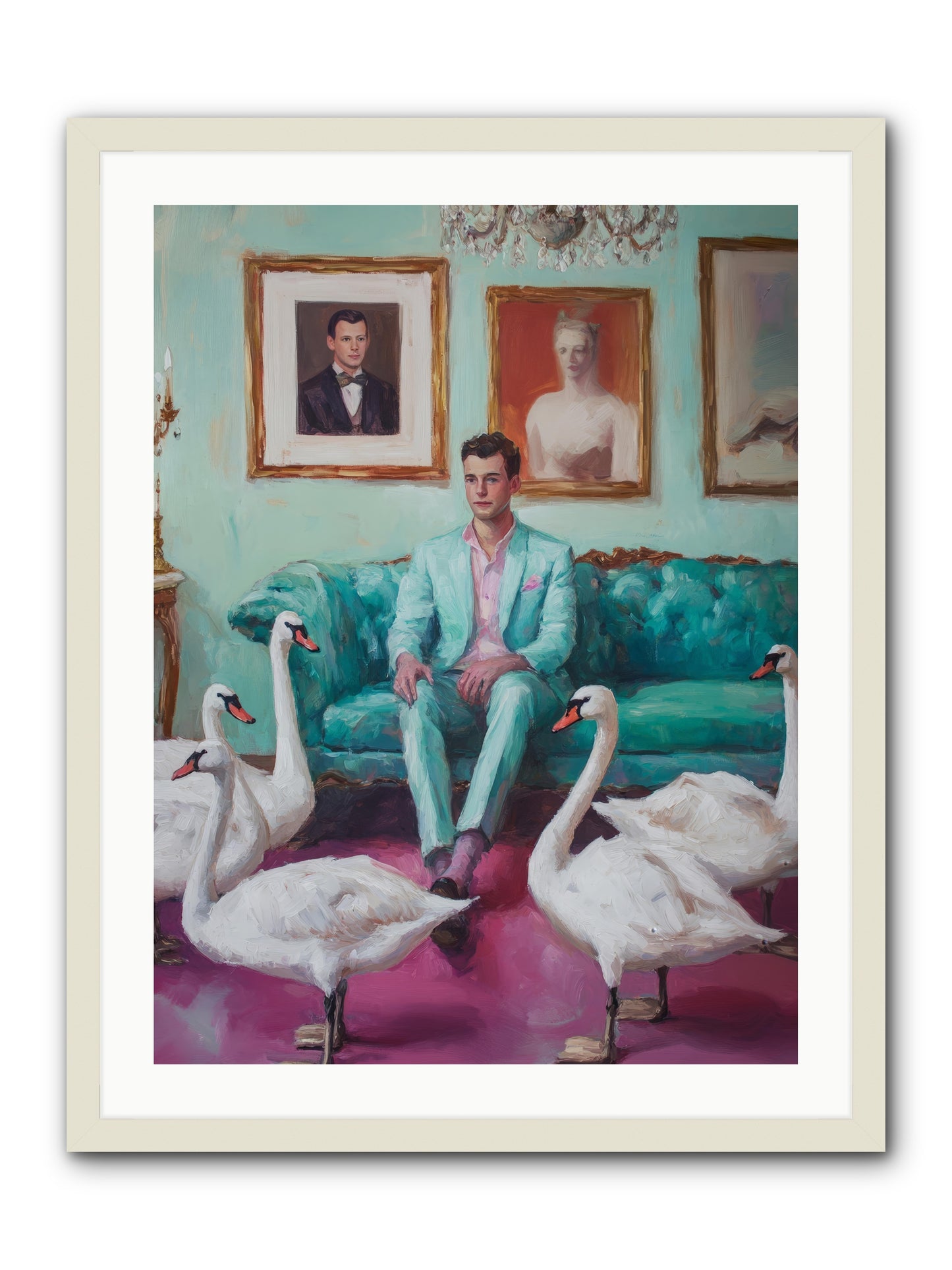 The Swan Dreamer -- Framed Print - White 24x32