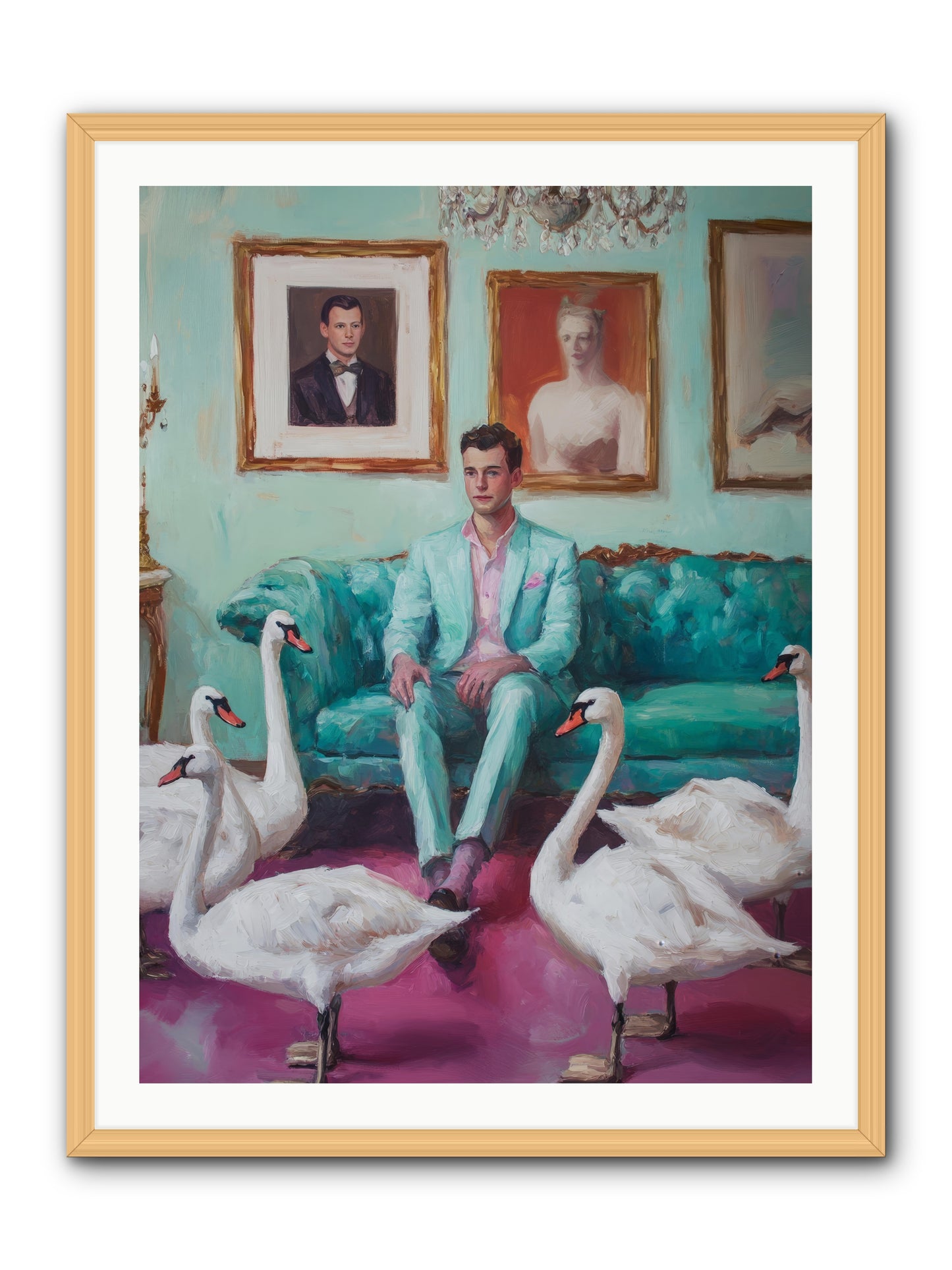 The Swan Dreamer -- Framed Print - Natural 30x40