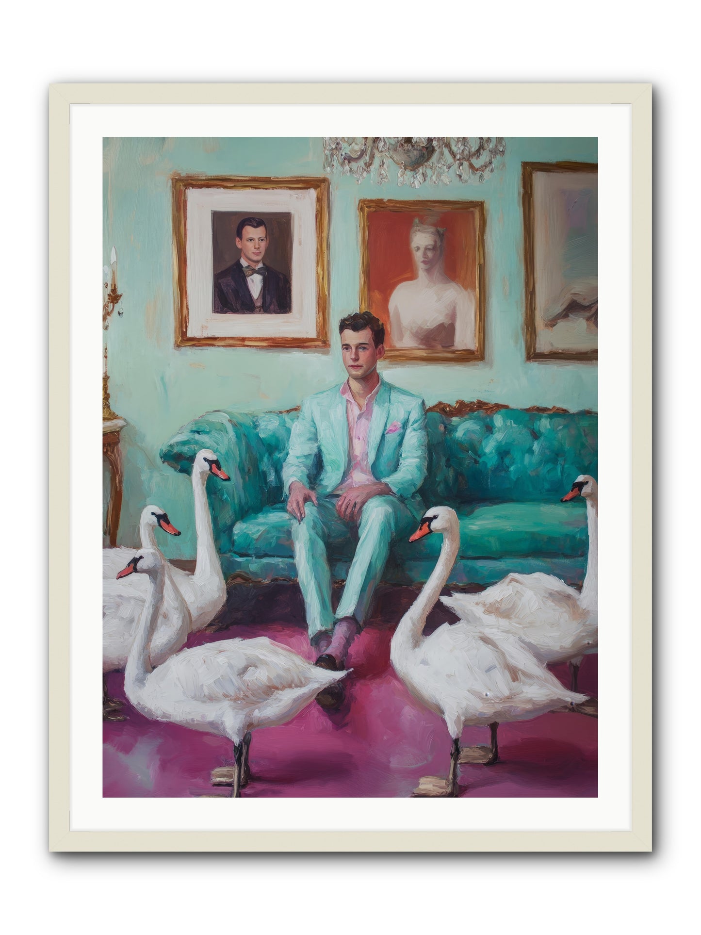 The Swan Dreamer -- Framed Print - White 30x40