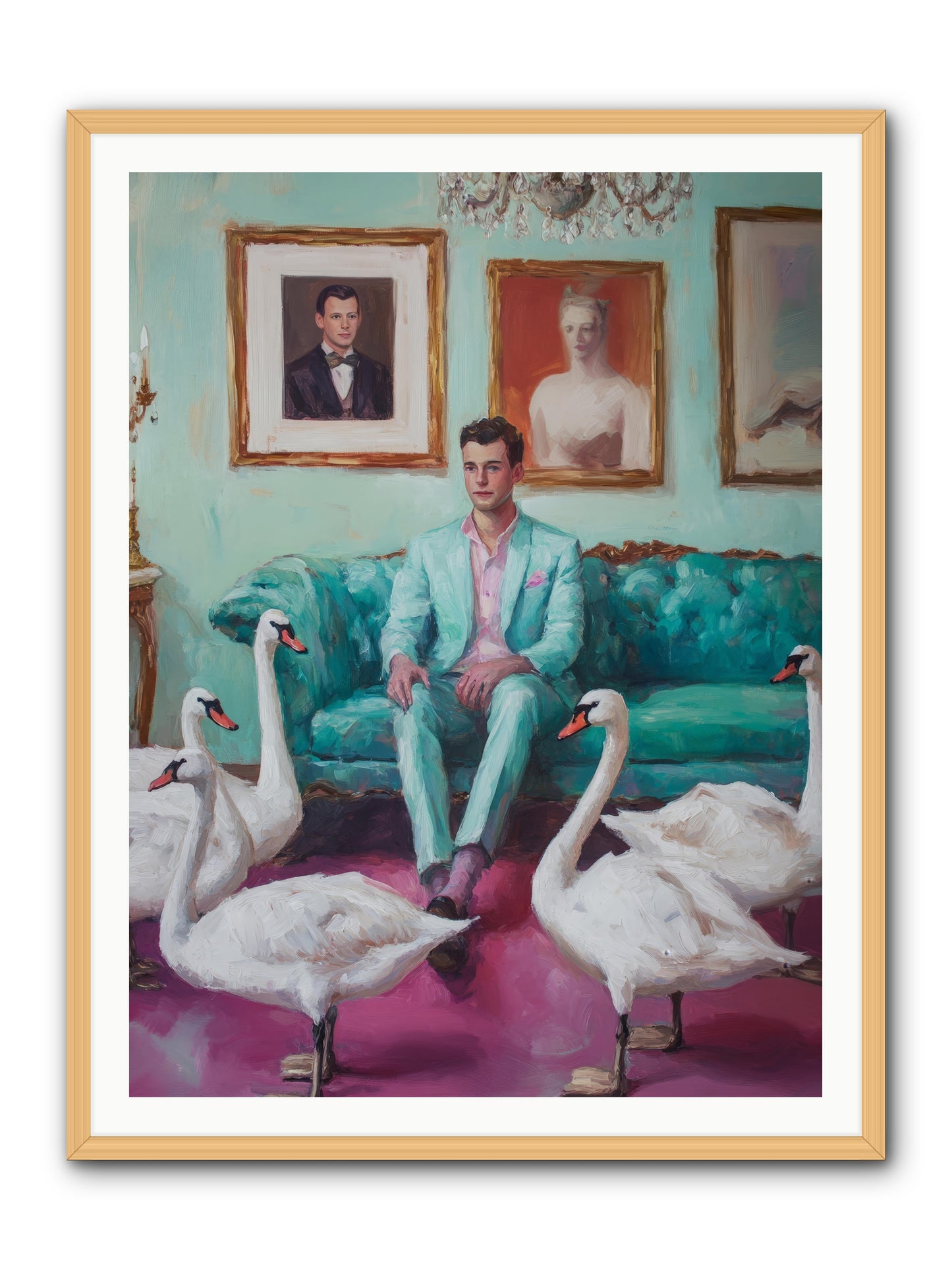 The Swan Dreamer -- Framed Print - Natural 36x48