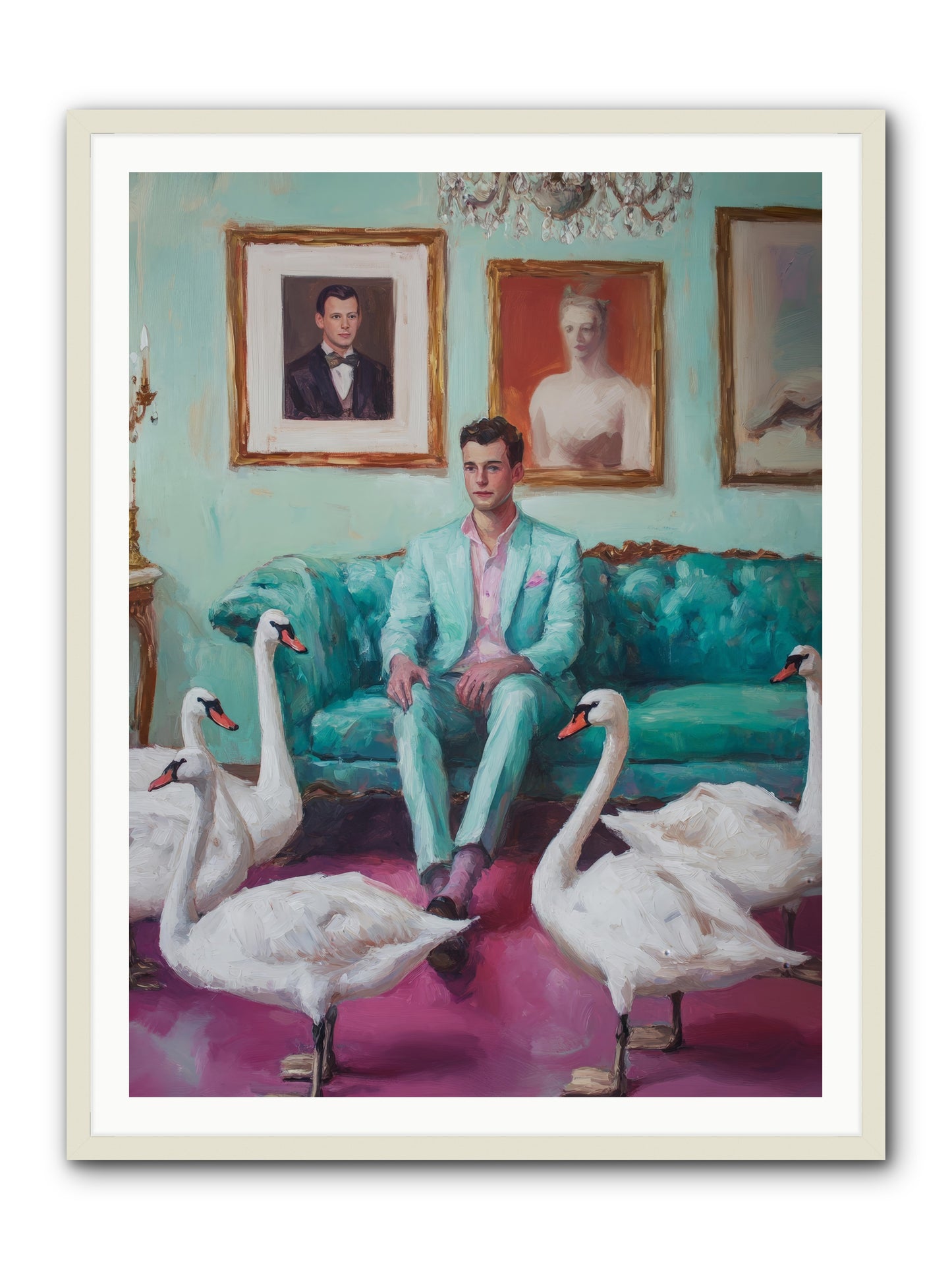 The Swan Dreamer -- Framed Print - White 36x48