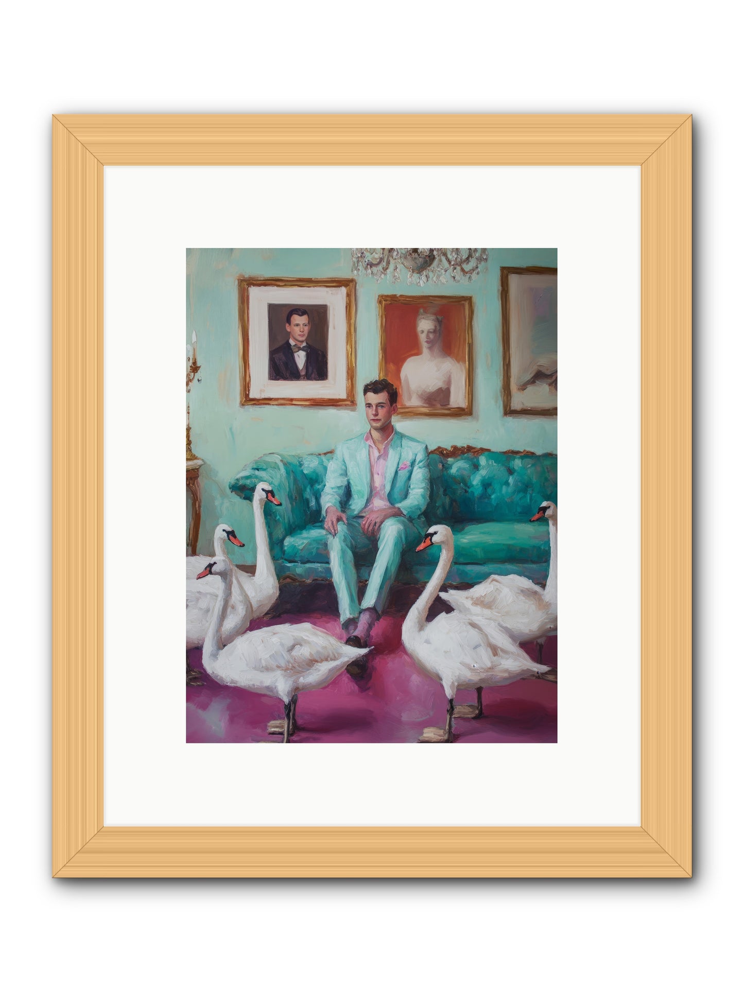 The Swan Dreamer -- Framed Print - Natural 9x12