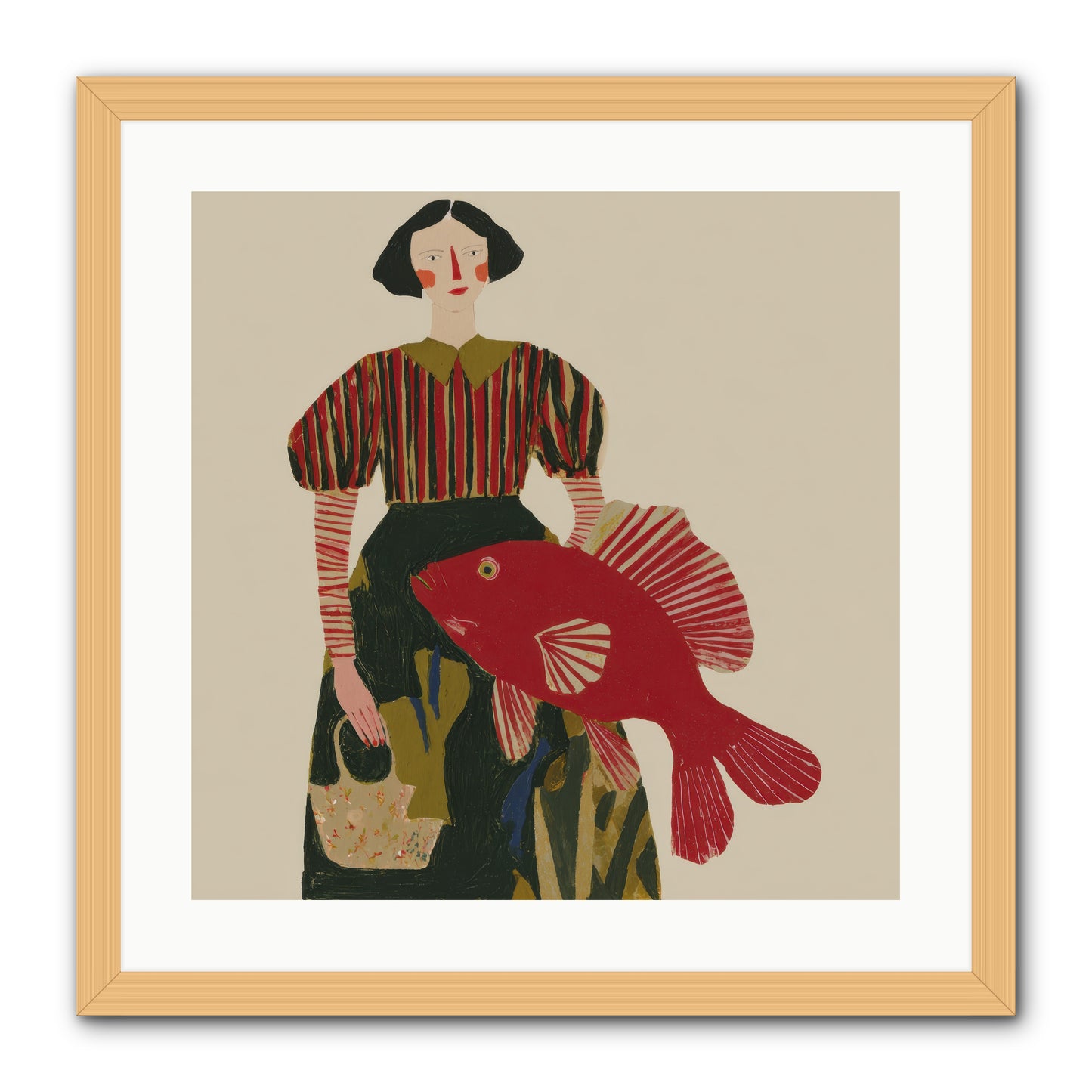 The Traveler Who Never Left -- Framed Print - Natural 20x20