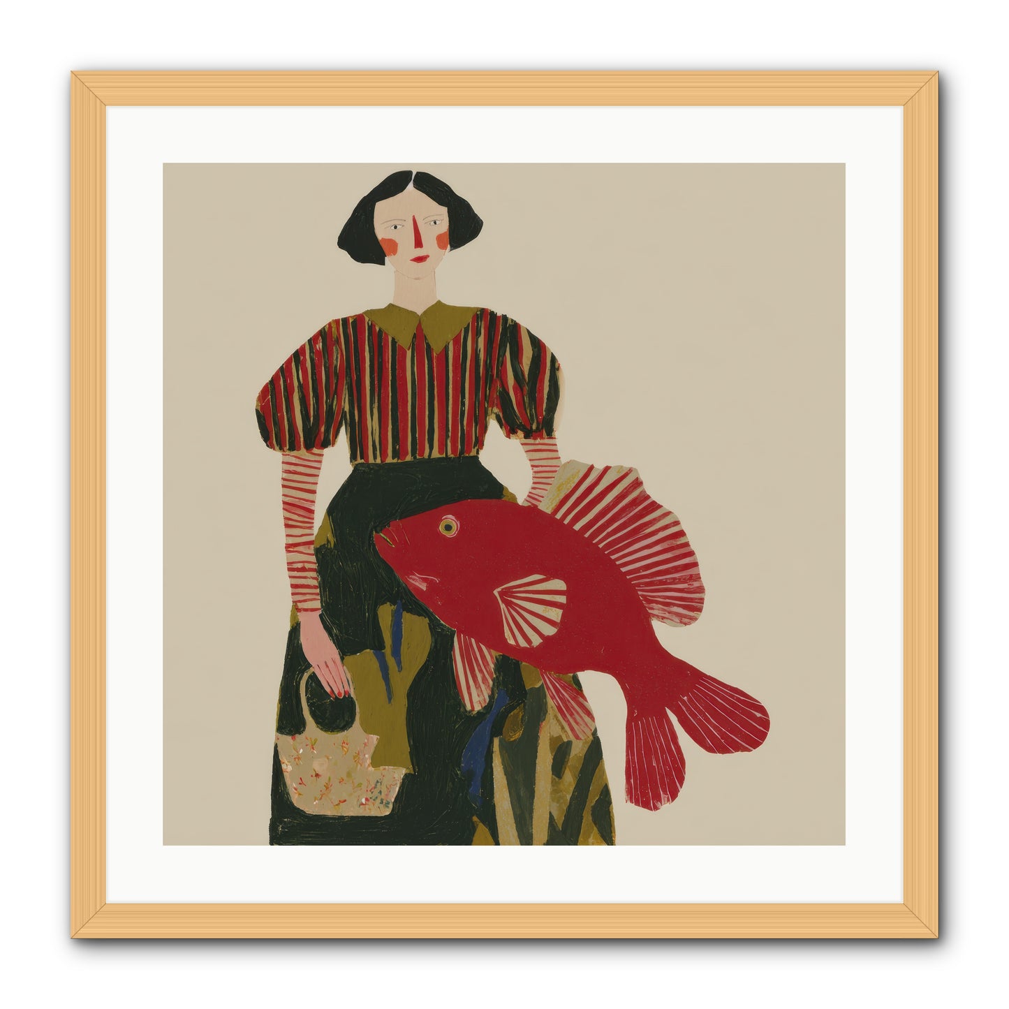 The Traveler Who Never Left -- Framed Print - Natural 24x24