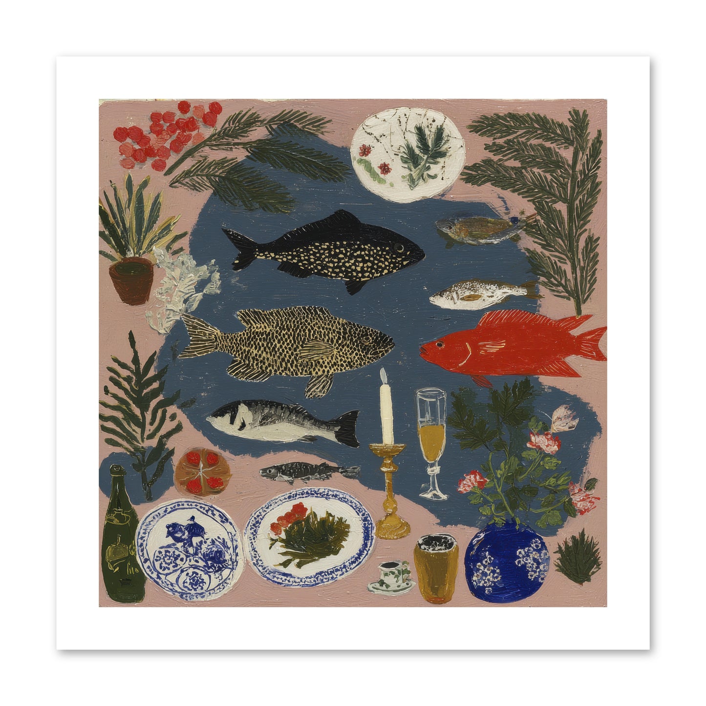 The Underwater Supper -- Paper Print 12x12