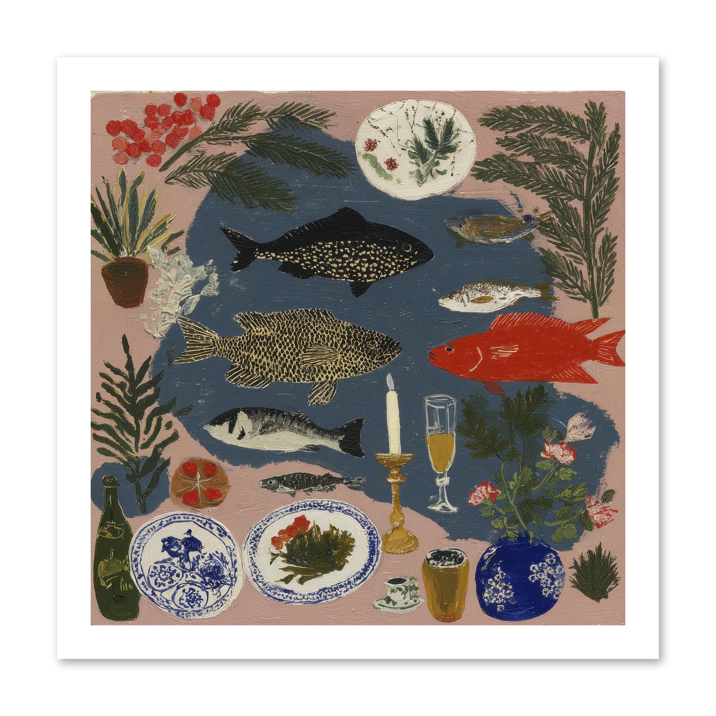 The Underwater Supper -- Loose Canvas Print 16x16