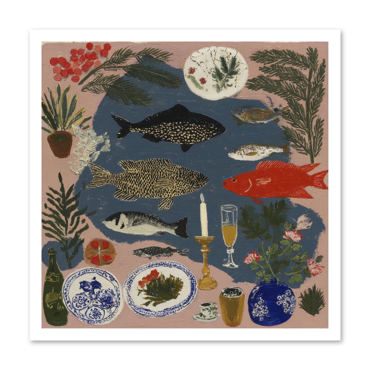The Underwater Supper -- Loose Canvas Print 24x24