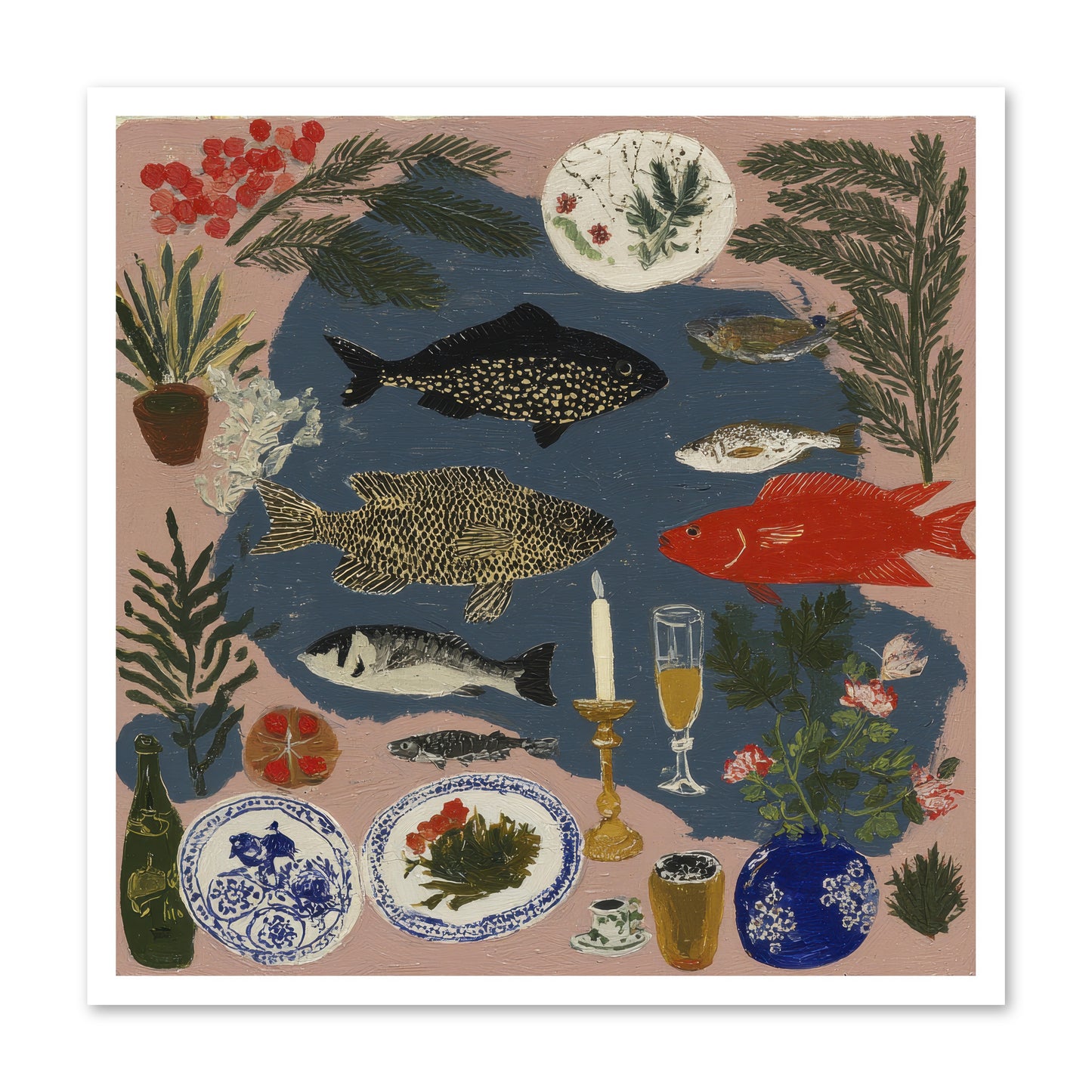 The Underwater Supper -- Paper Print 30x30