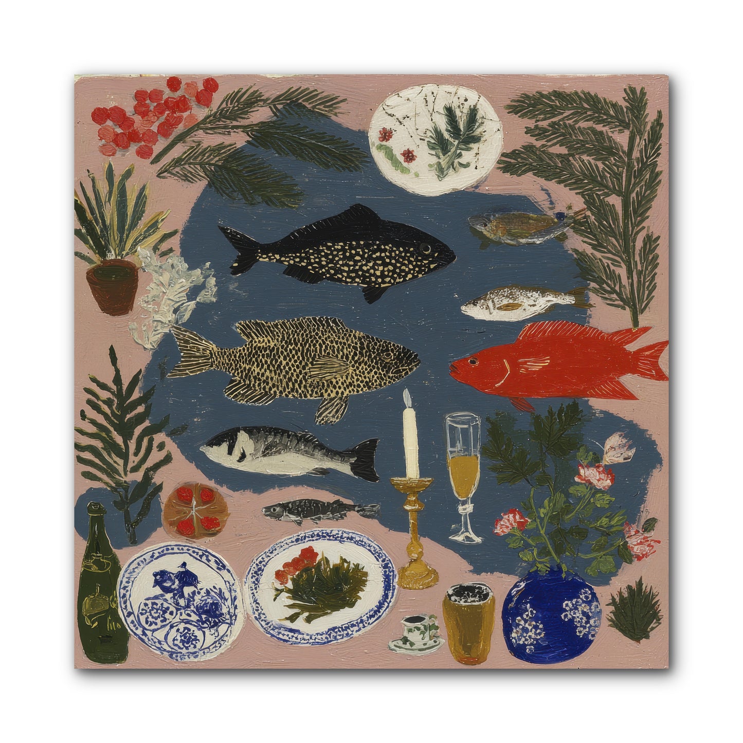 The Underwater Supper -- Wrapped Canvas 10x10