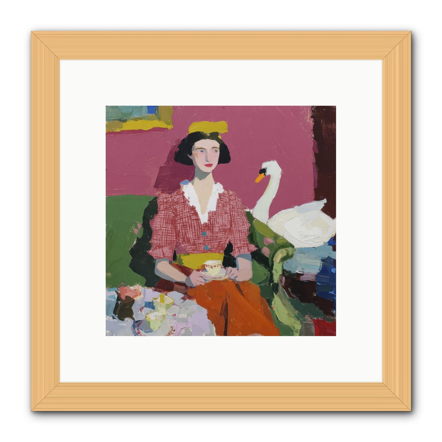 The Unlikely Guest -- Framed Print - Natural 10x10