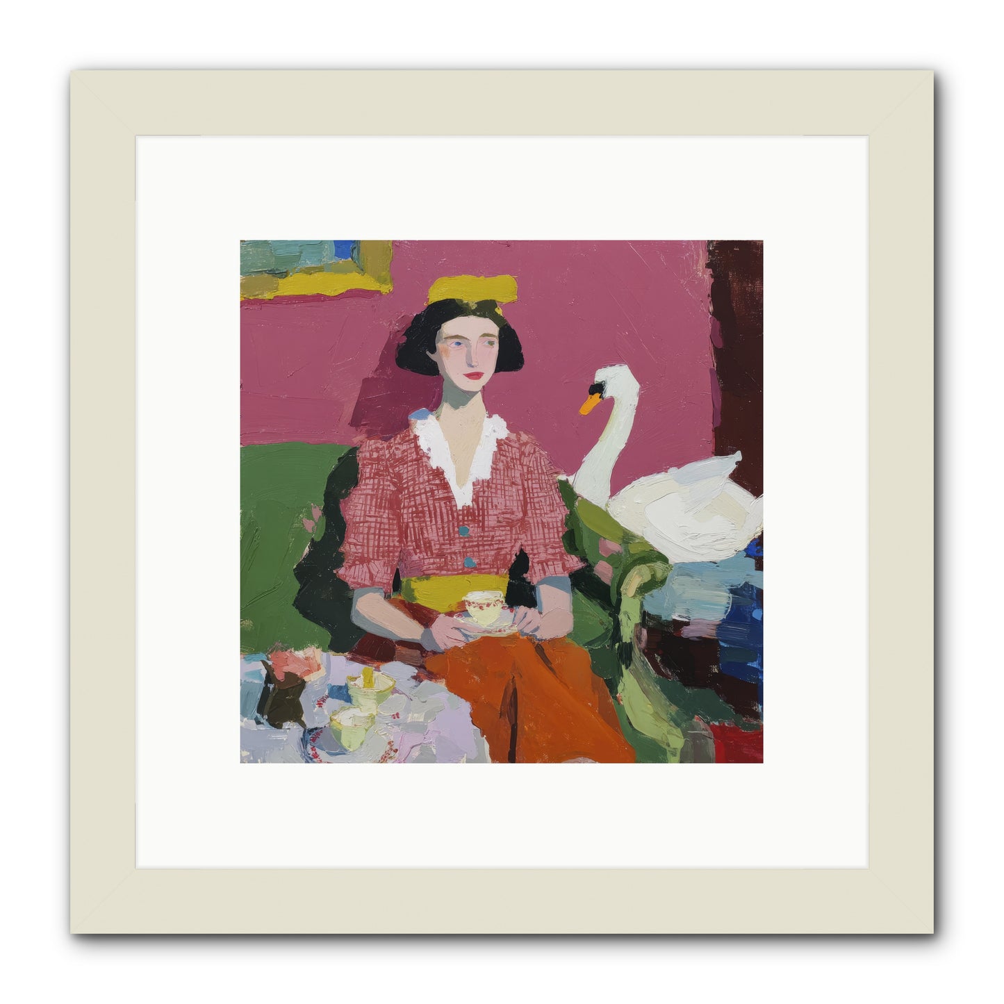 The Unlikely Guest -- Framed Print - White 10x10