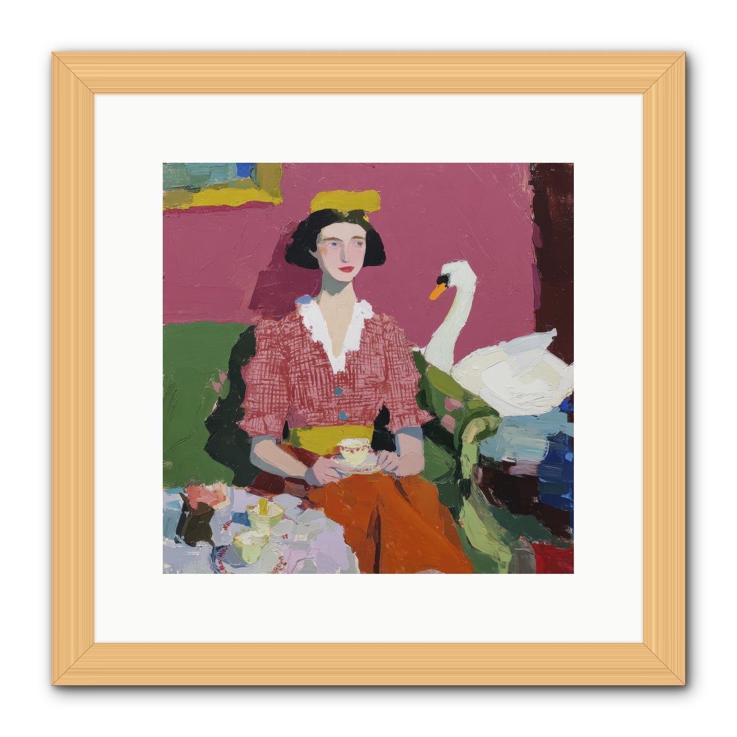 The Unlikely Guest -- Framed Print - Natural 12x12