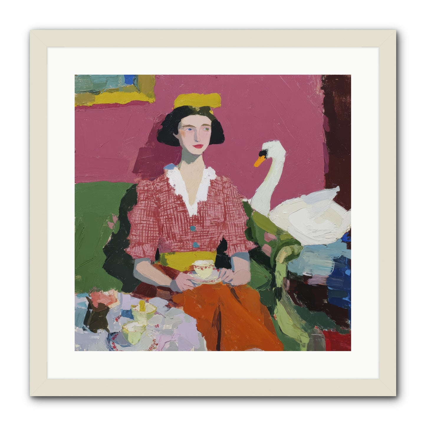 The Unlikely Guest -- Framed Print - White 20x20