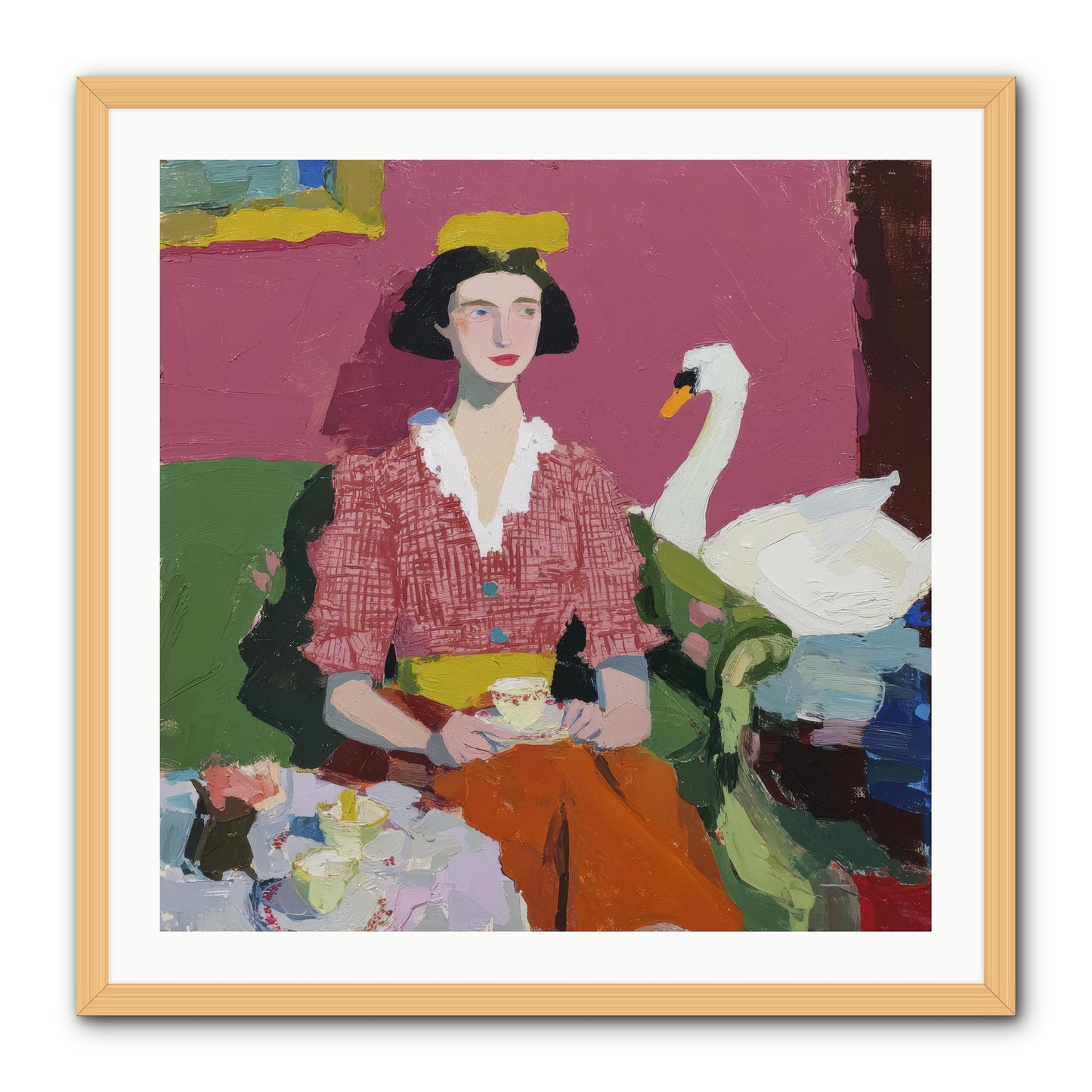 The Unlikely Guest -- Framed Print - Natural 30x30