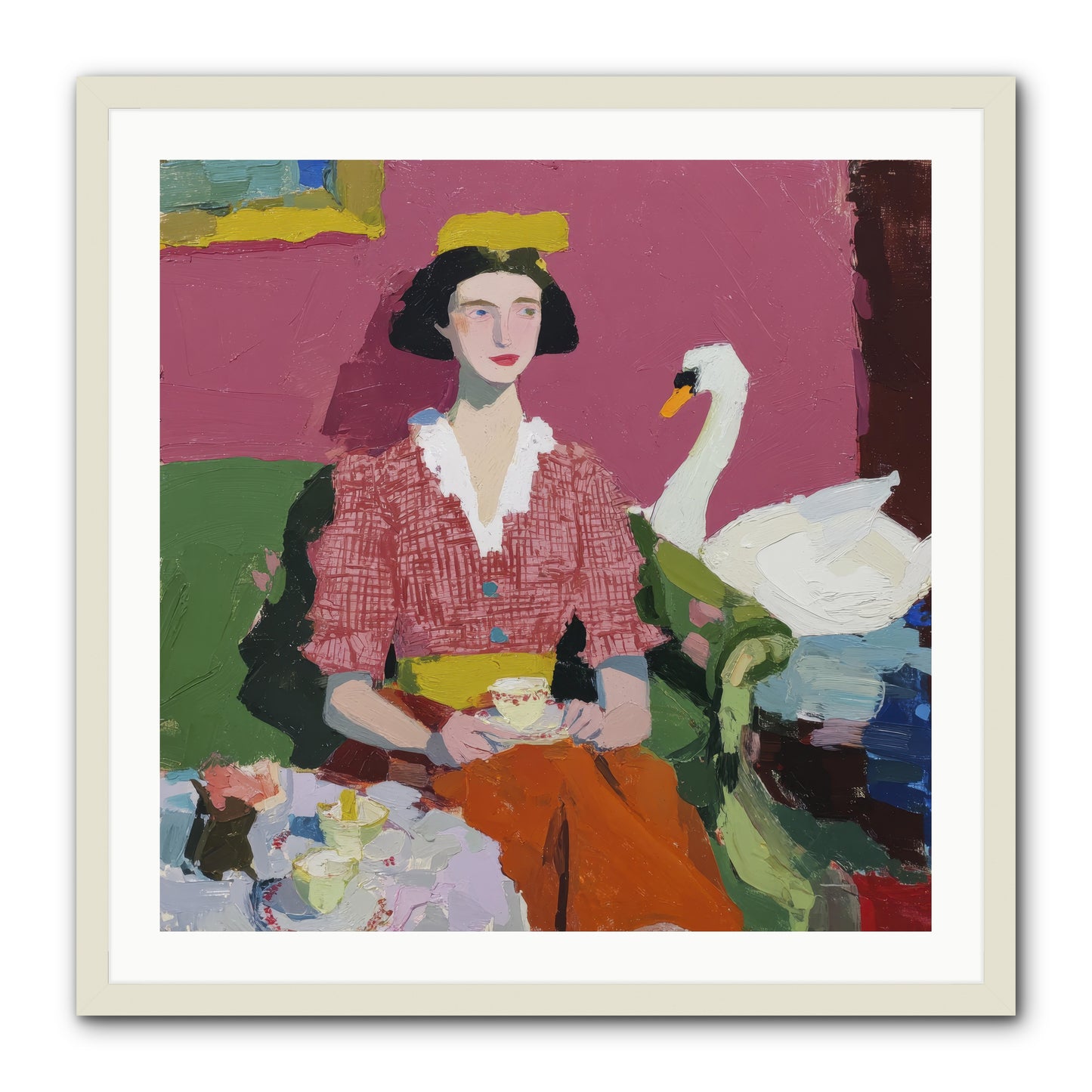 The Unlikely Guest -- Framed Print - White 30x30