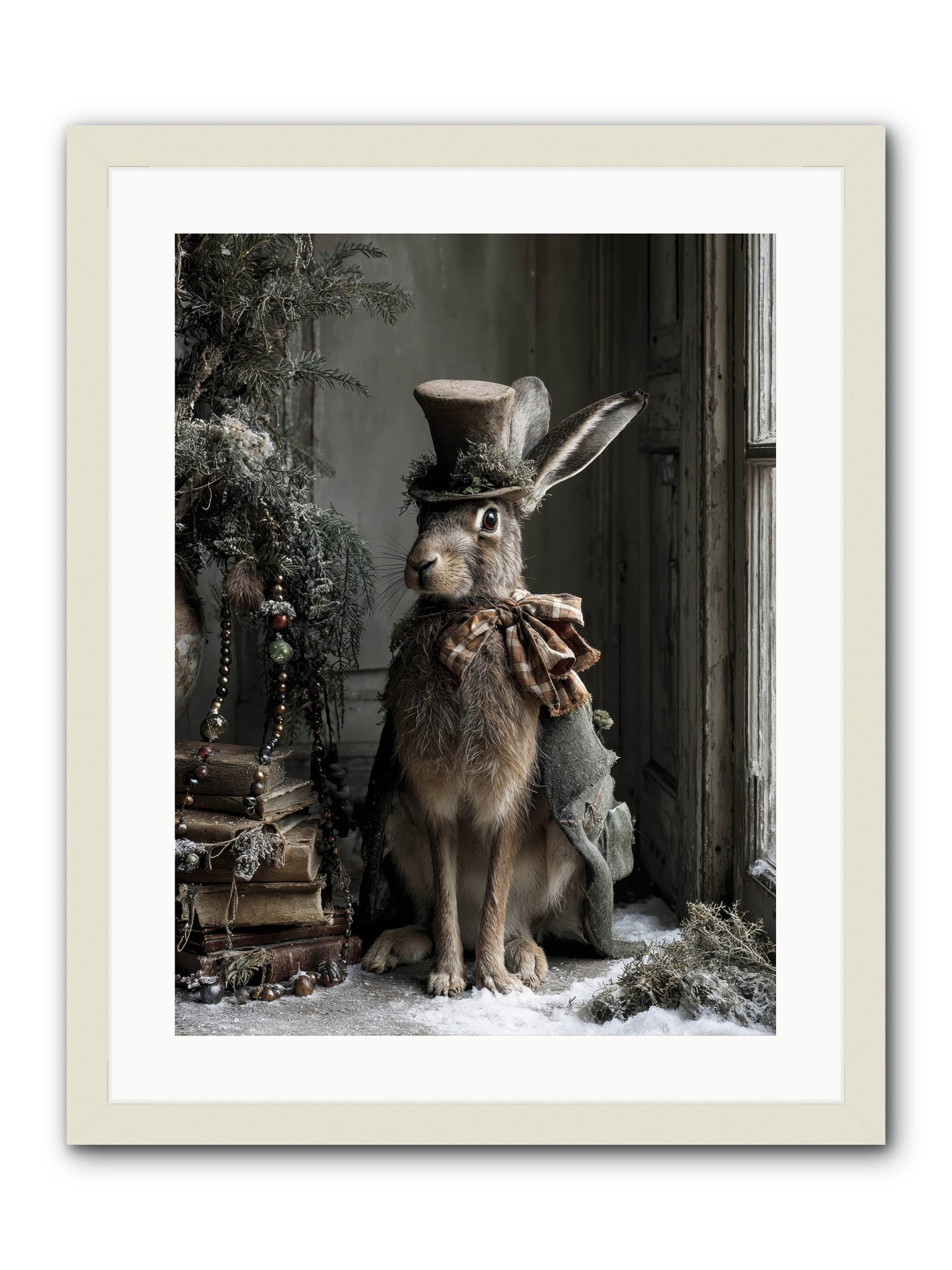The Velveteen Visitor -- Framed Print - White 18x24