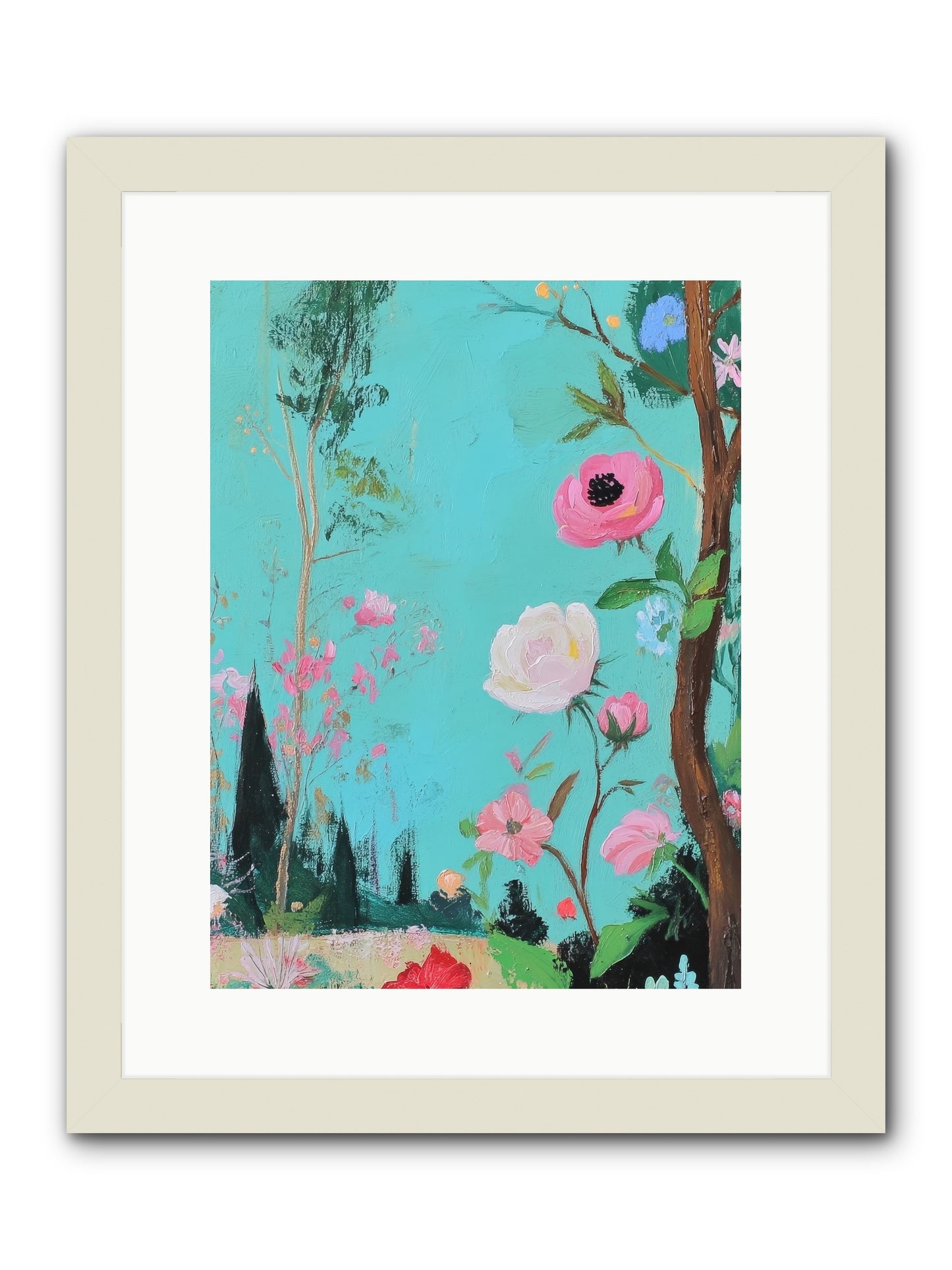 The Verdant Tapestry-REZ -- Framed Print - White 12x16