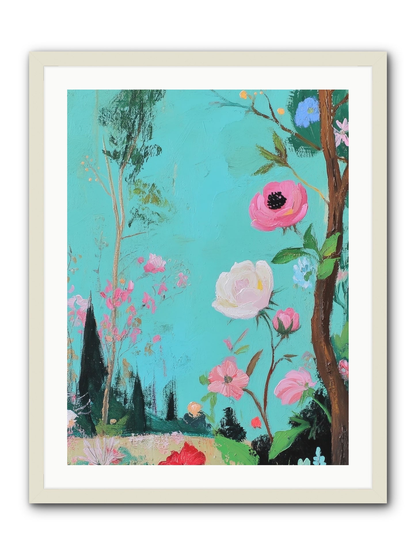 The Verdant Tapestry-REZ -- Framed Print - White 24x32