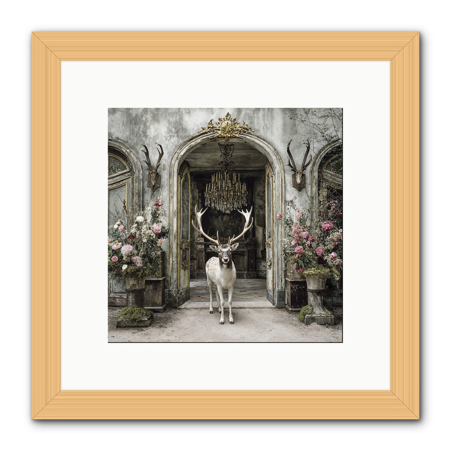 The Wild Orchard Guest -- Framed Print - Natural 10x10