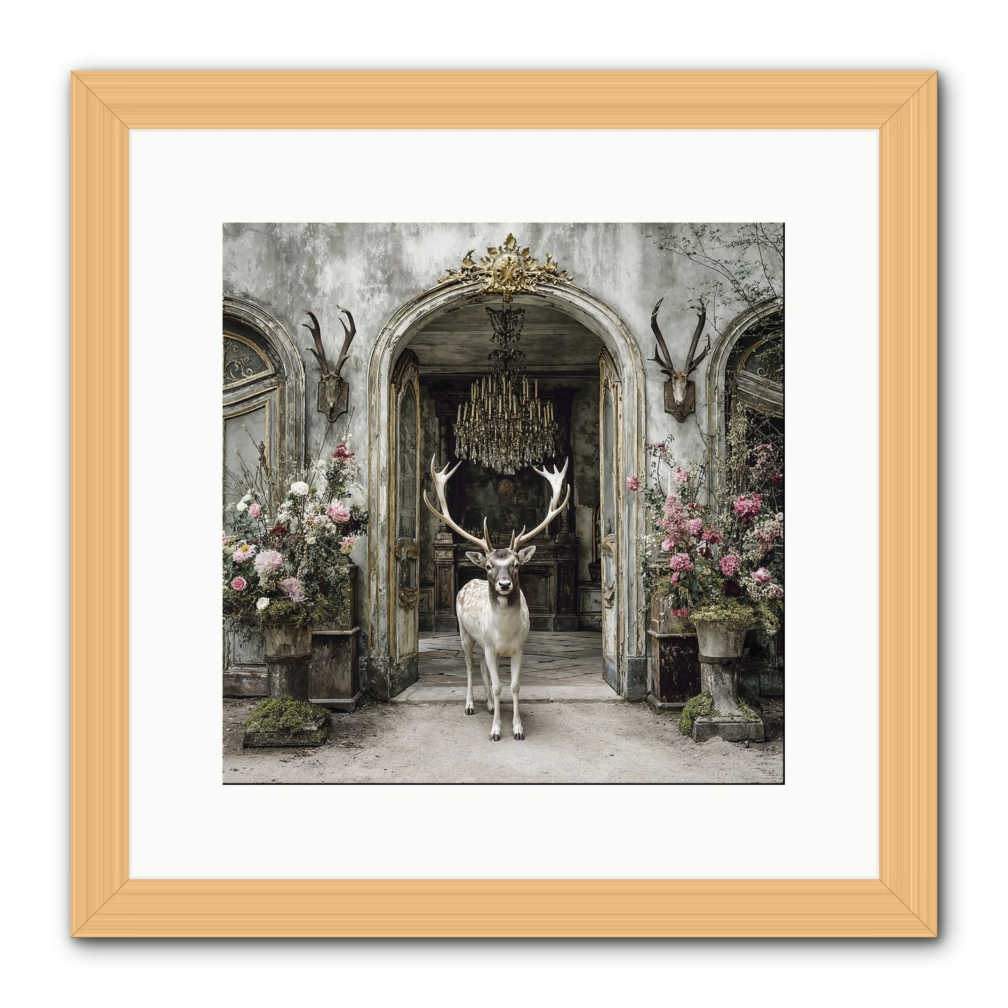 The Wild Orchard Guest -- Framed Print - Natural 12x12