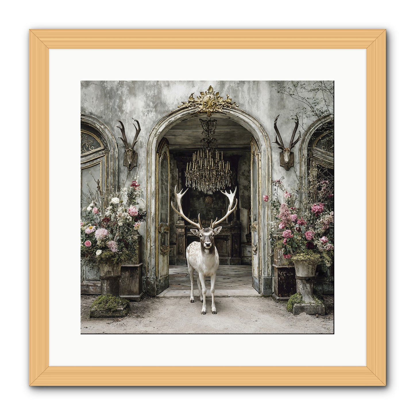 The Wild Orchard Guest -- Framed Print - Natural 16x16