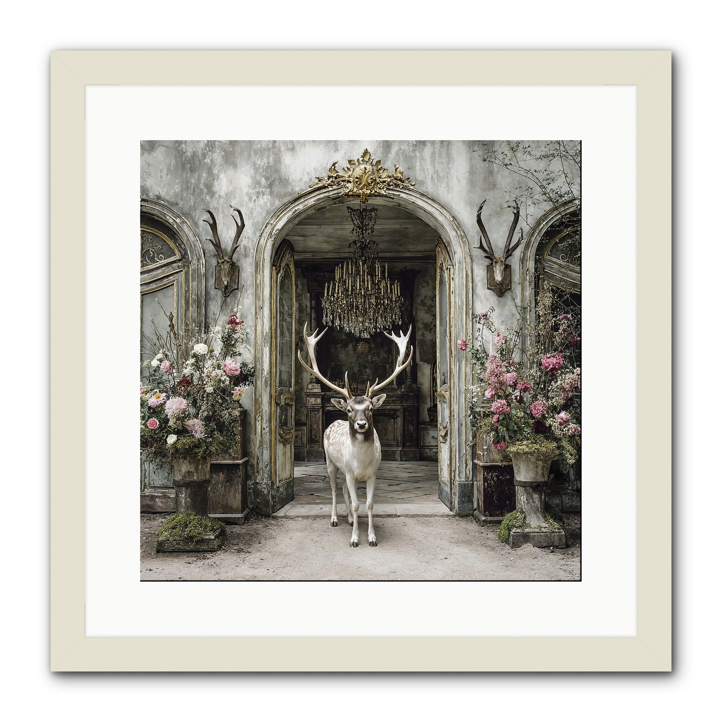 The Wild Orchard Guest -- Framed Print - White 16x16