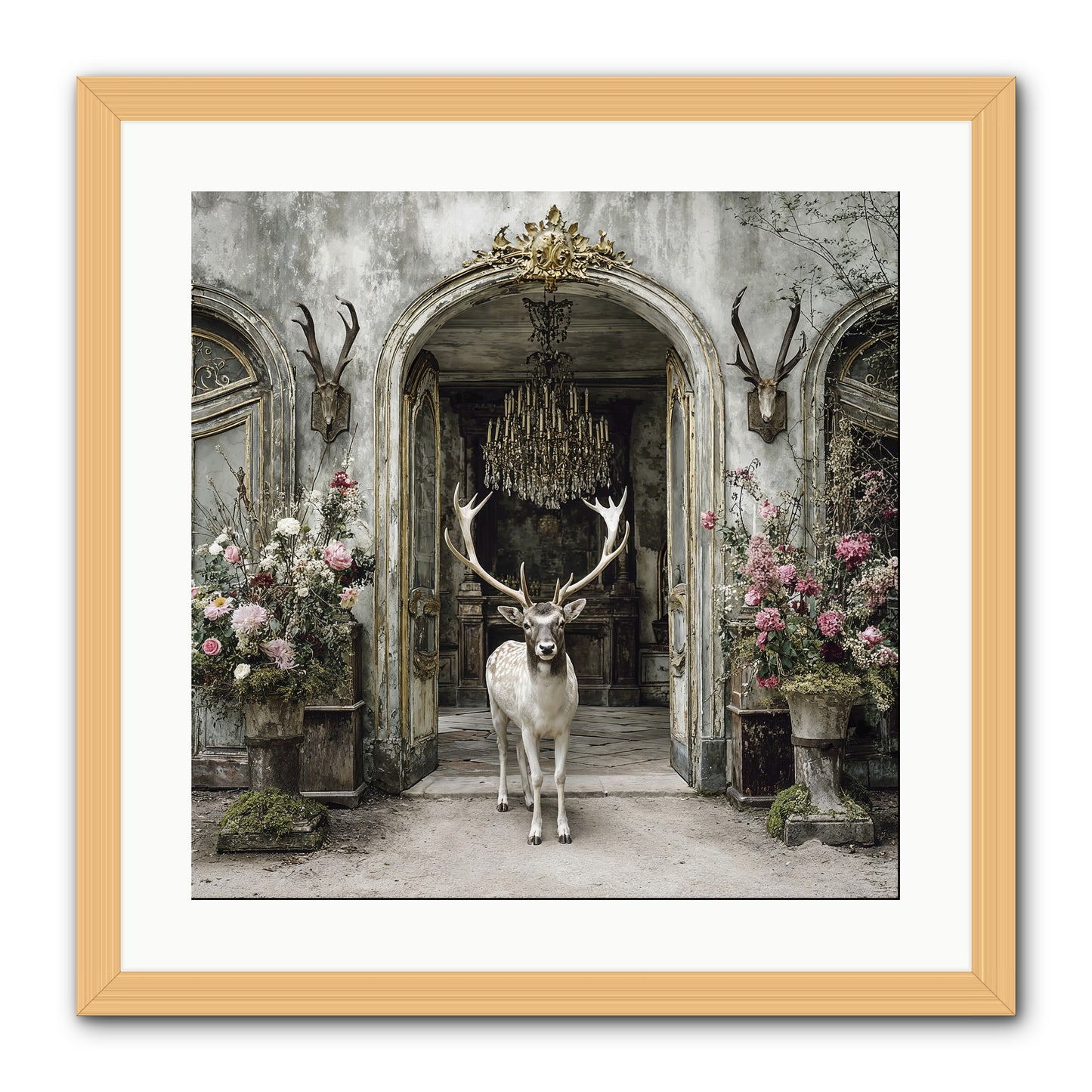 The Wild Orchard Guest -- Framed Print - Natural 20x20