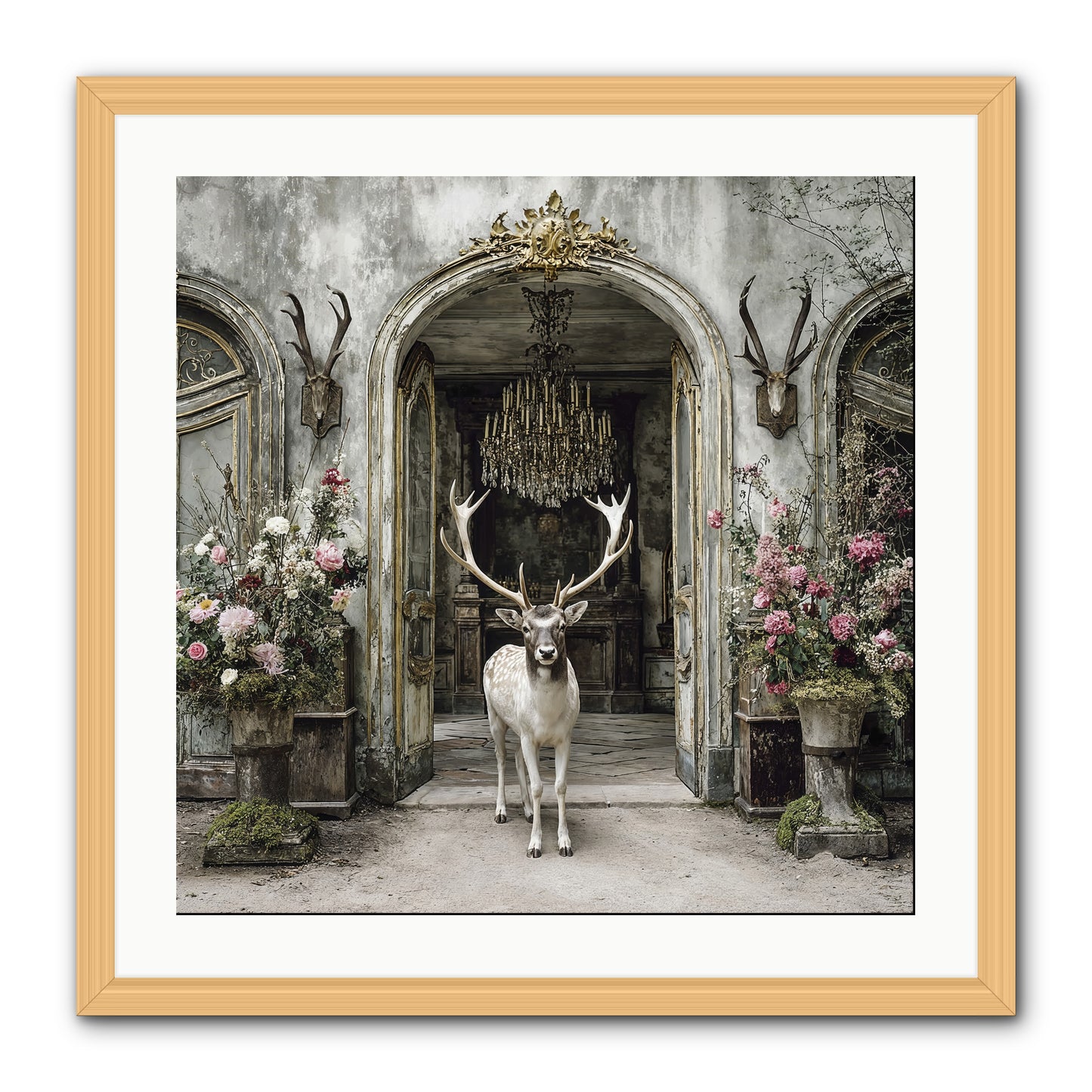 The Wild Orchard Guest -- Framed Print - Natural 24x24