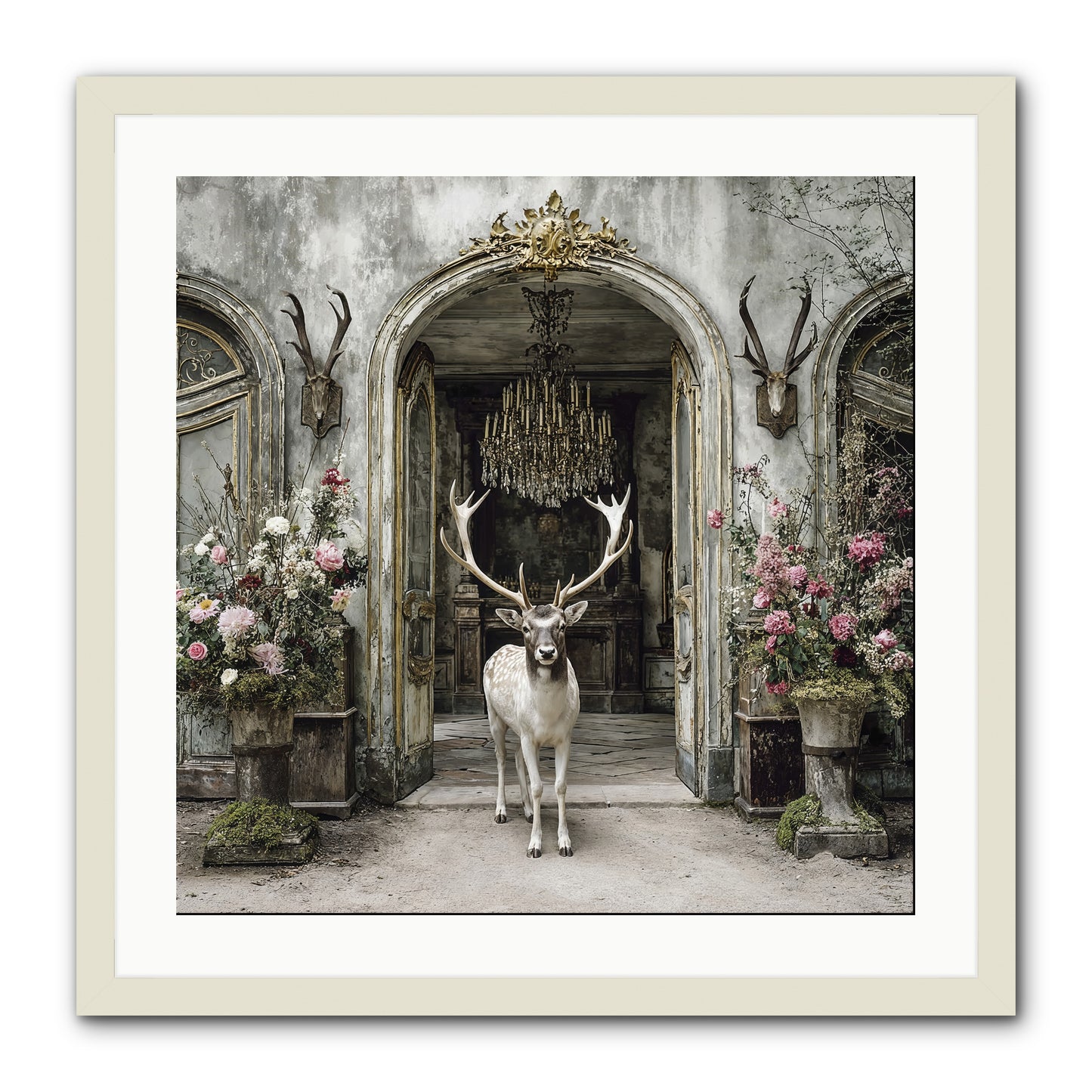 The Wild Orchard Guest -- Framed Print - White 24x24