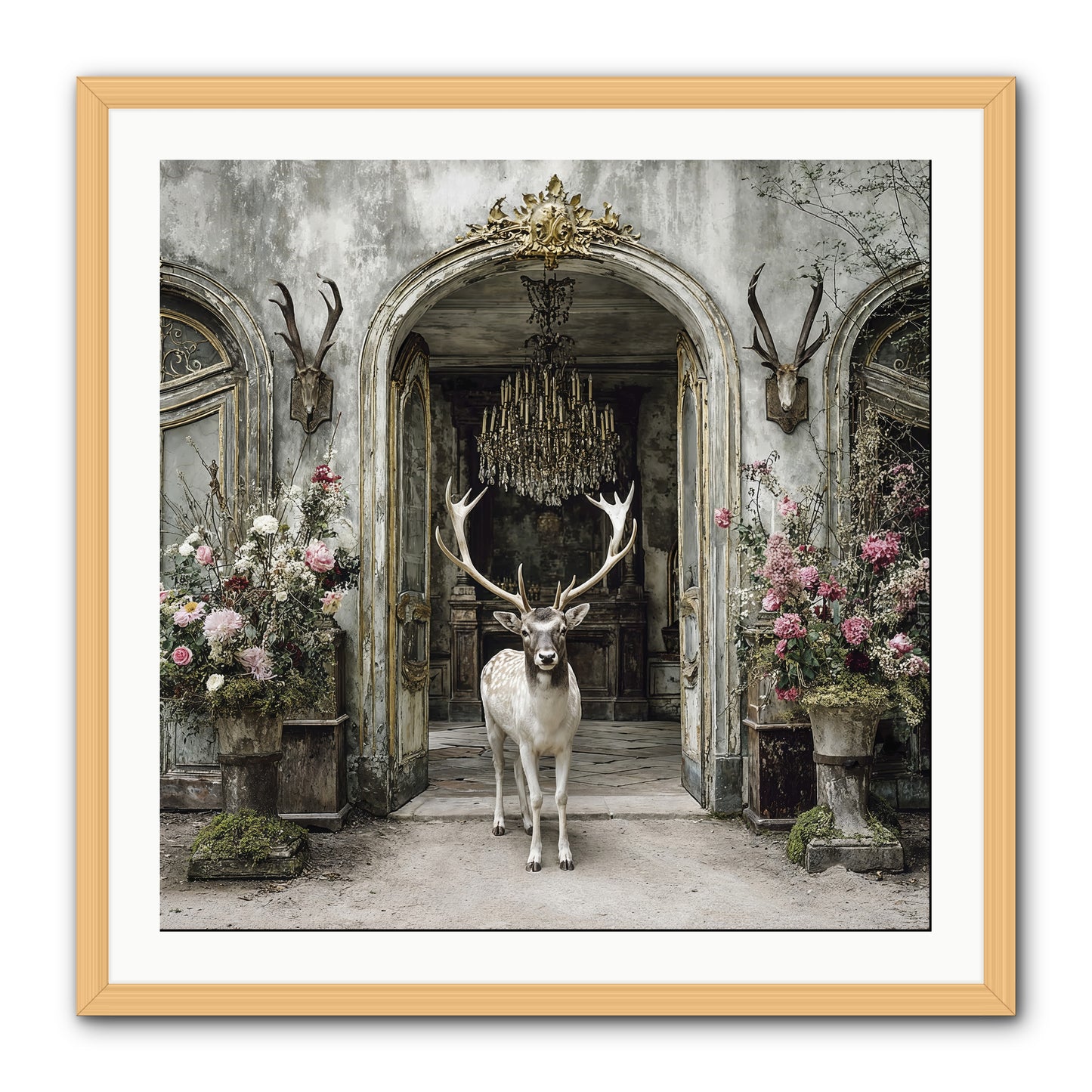The Wild Orchard Guest -- Framed Print - Natural 30x30
