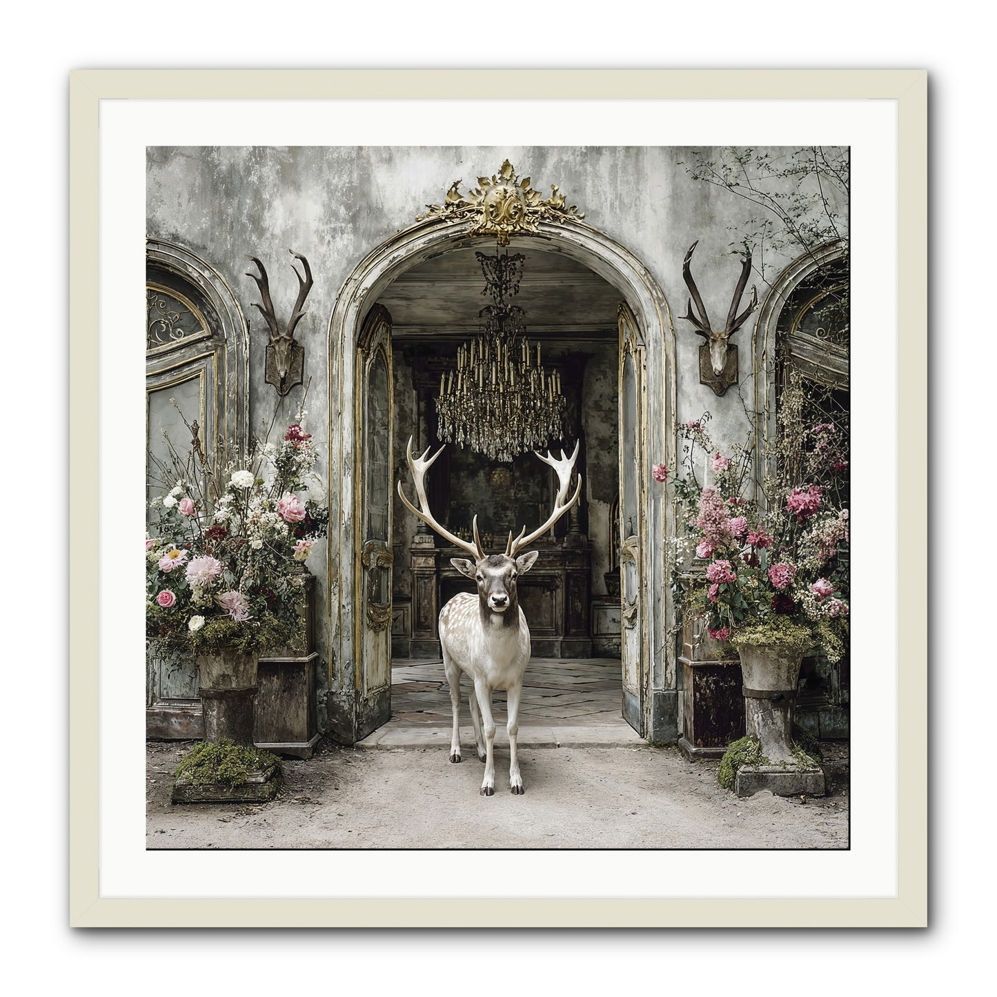 The Wild Orchard Guest -- Framed Print - White 30x30