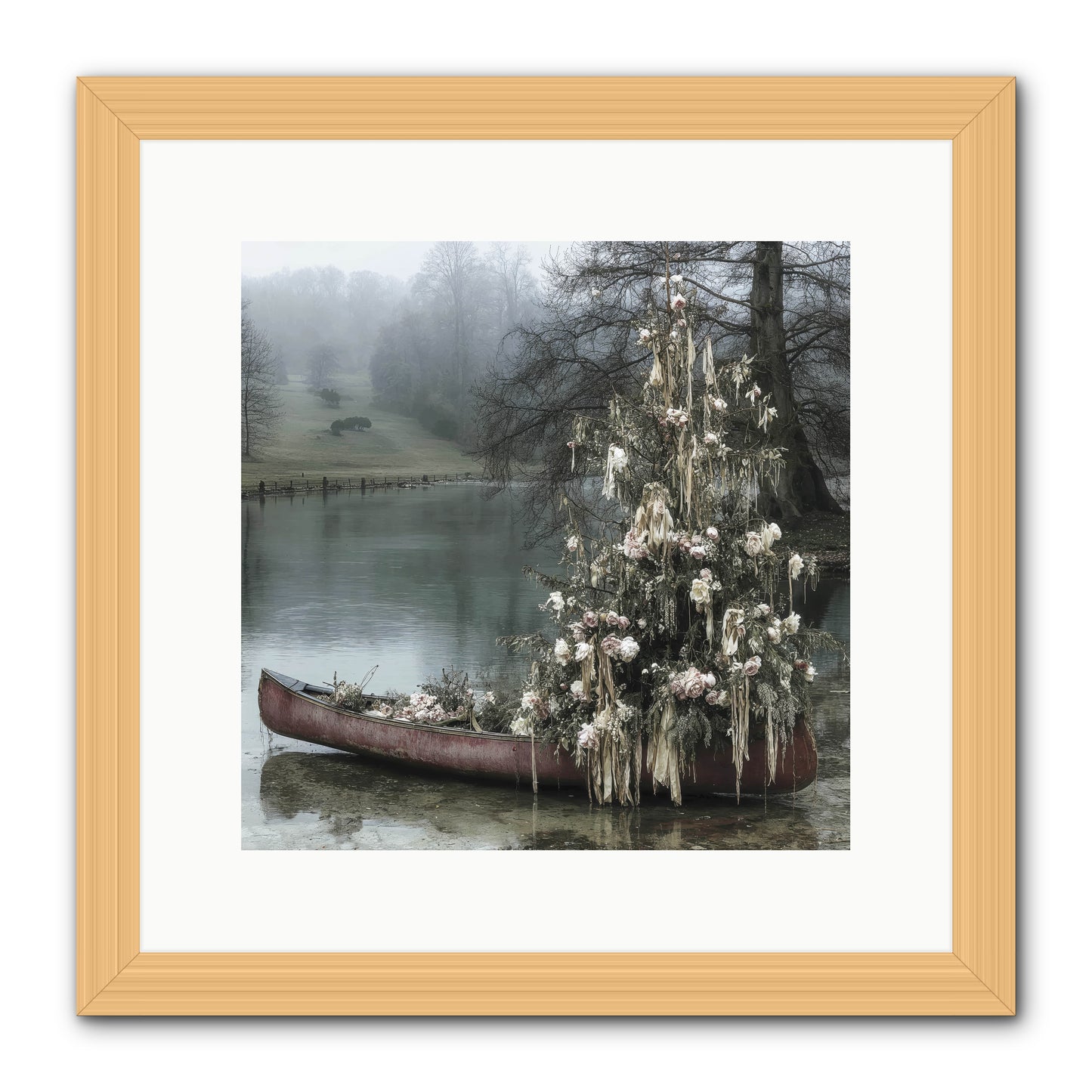 The Winter Lake Wonder -- Framed Print - Natural 12x12