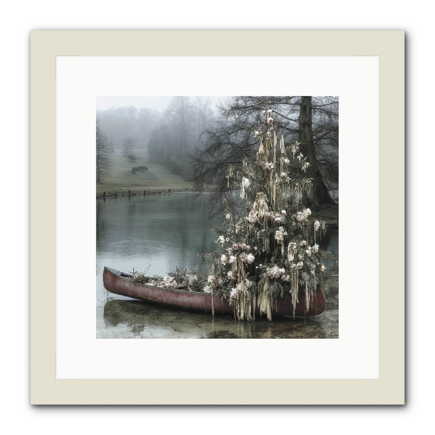 The Winter Lake Wonder -- Framed Print - White 12x12