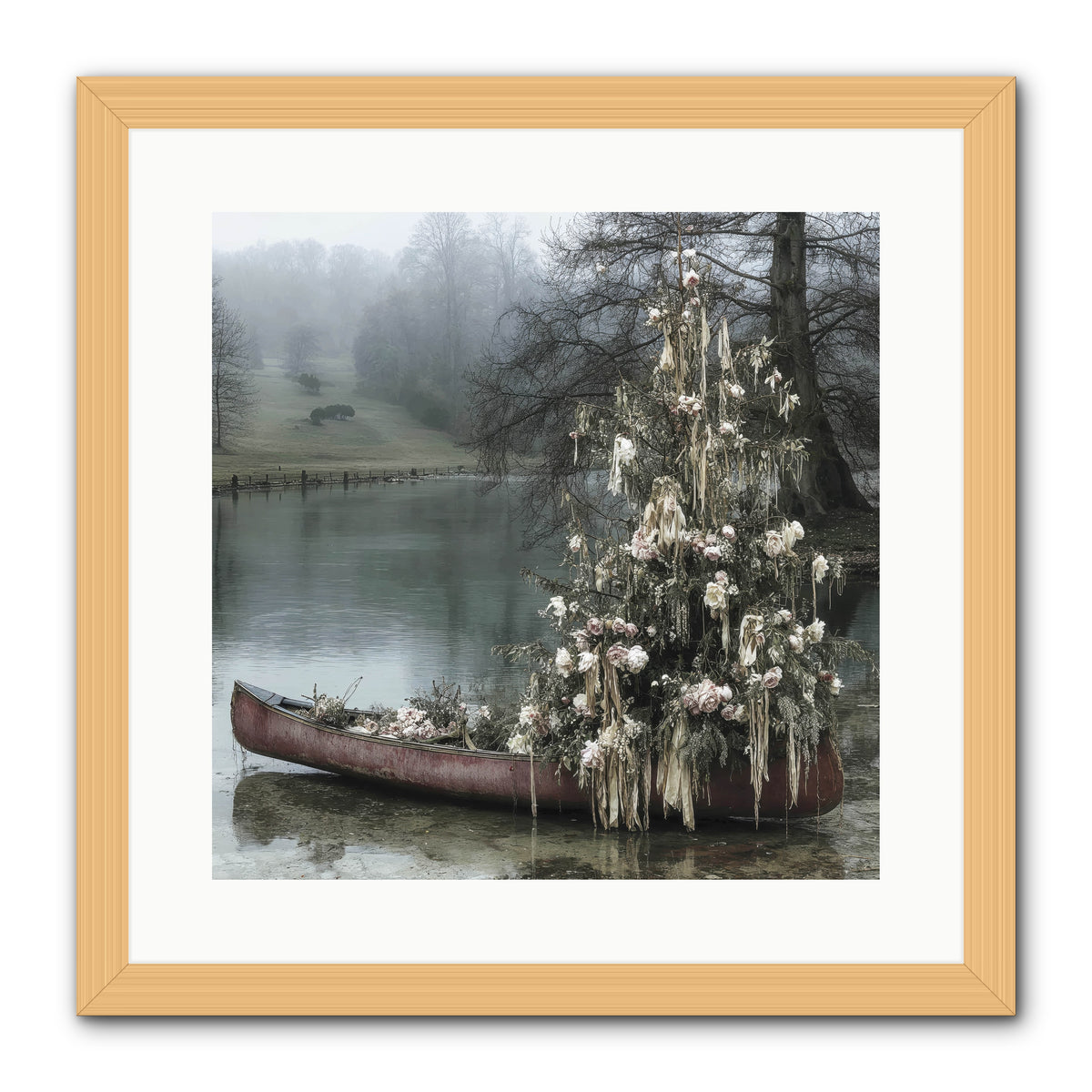 The Winter Lake Wonder -- Framed Print - Natural 16x16