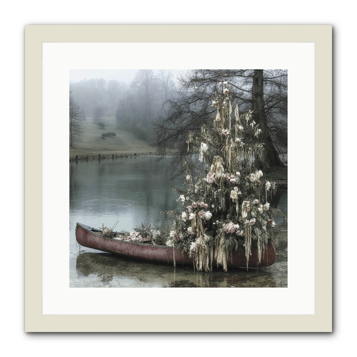 The Winter Lake Wonder -- Framed Print - White 16x16