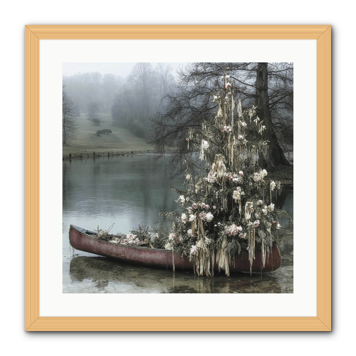 The Winter Lake Wonder -- Framed Print - Natural 20x20