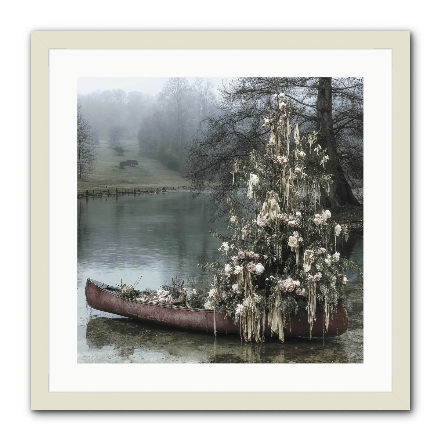 The Winter Lake Wonder -- Framed Print - White 20x20