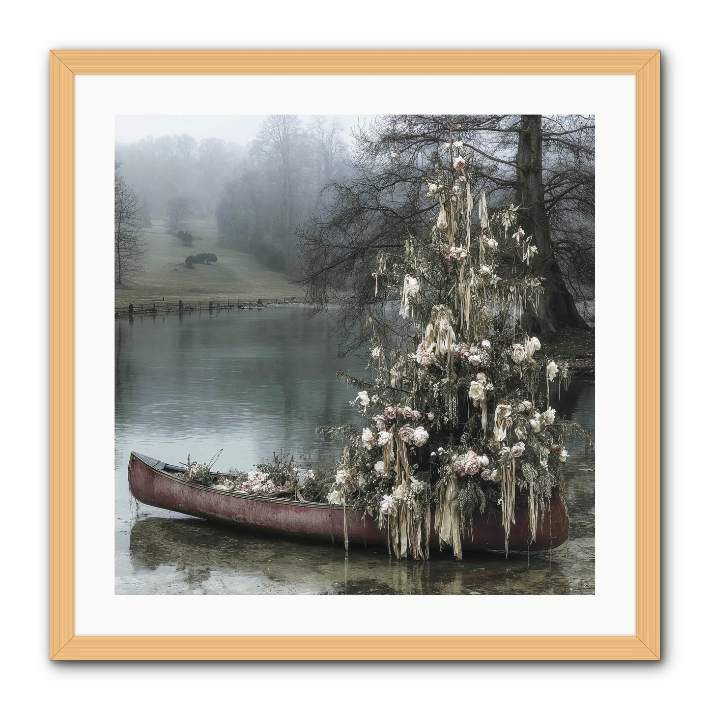 The Winter Lake Wonder -- Framed Print - Natural 24x24