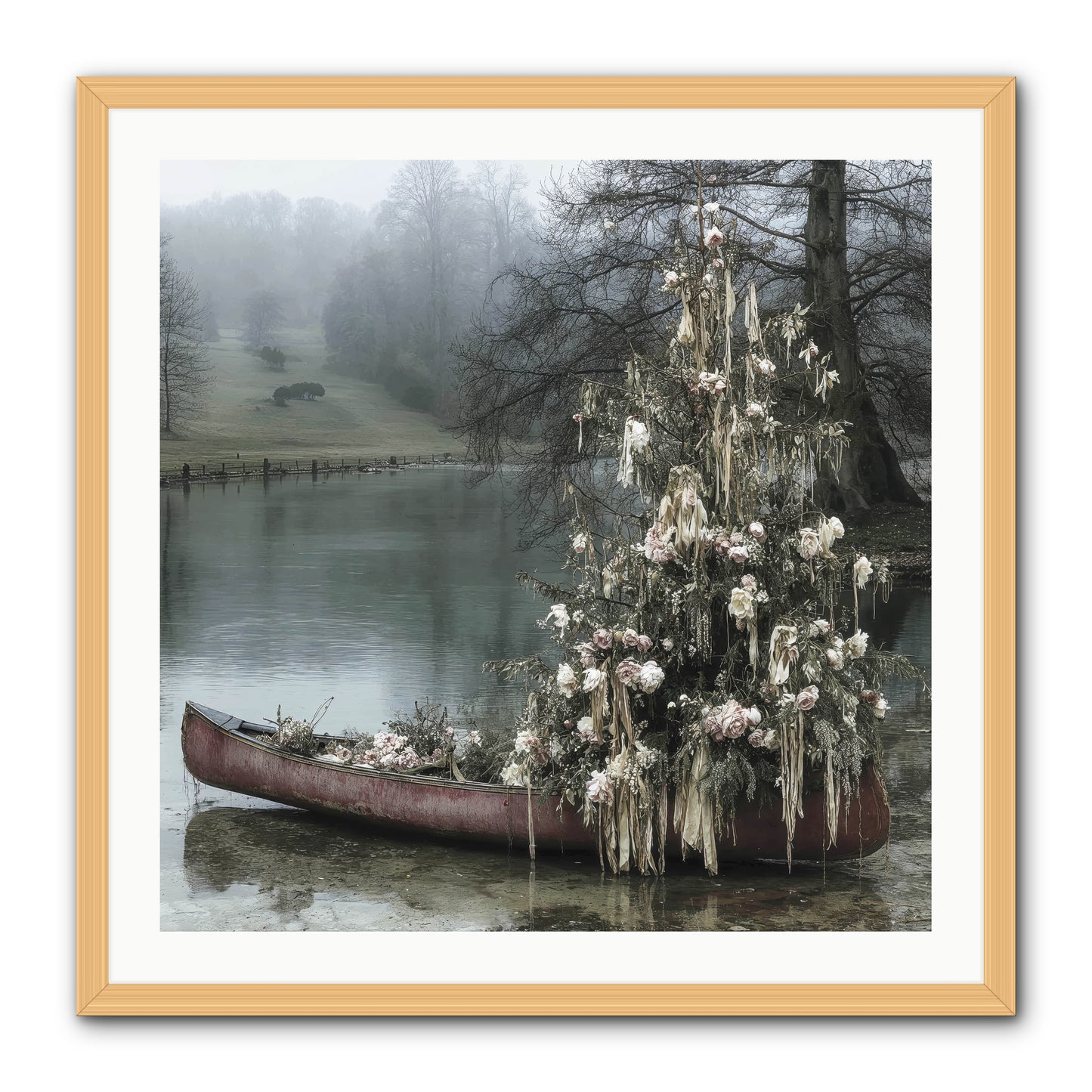 The Winter Lake Wonder -- Framed Print - Natural 30x30